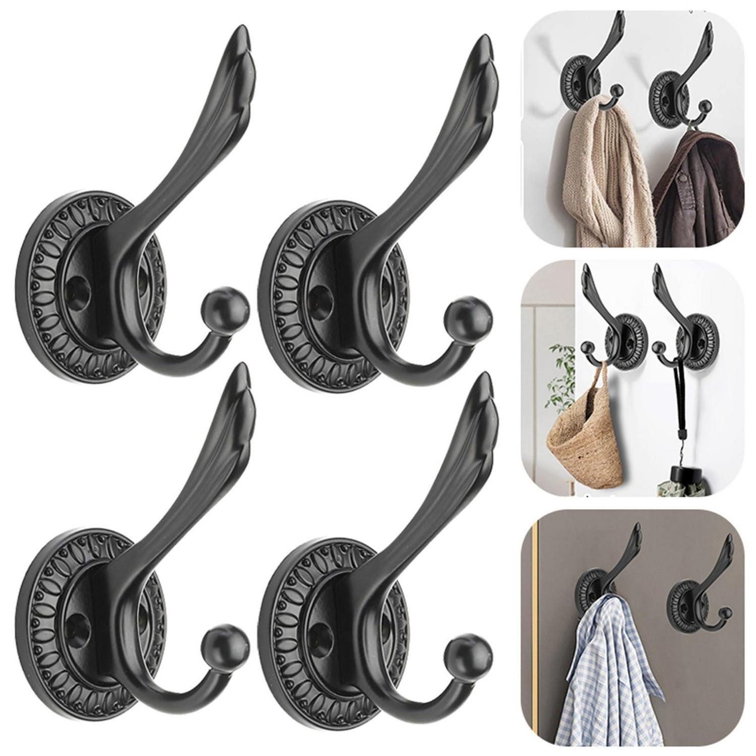 LuxusKollektion Wandhaken Garderobenhaken 4er-Set Schraubhaken, (4-St)