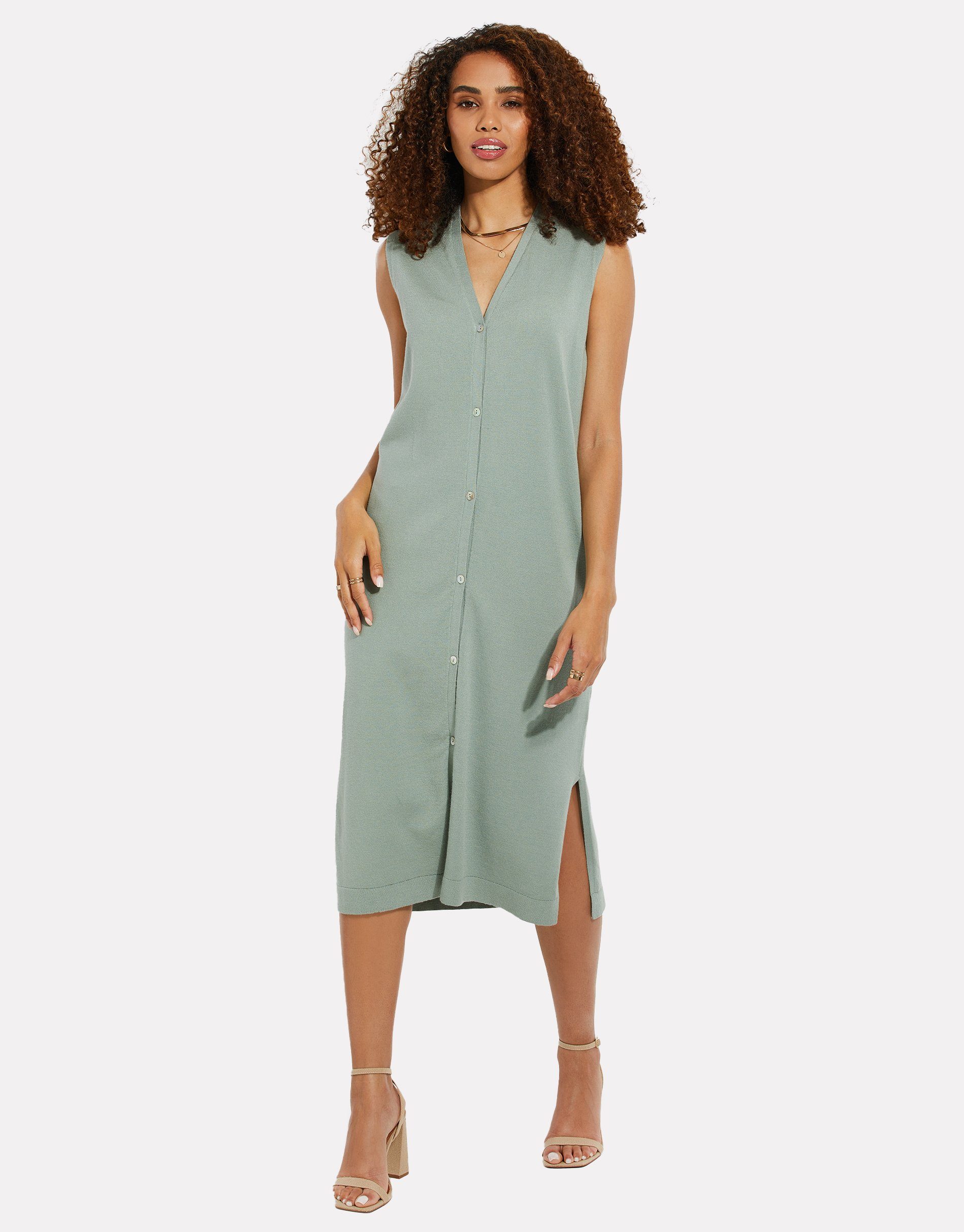 Dress Threadbare Sommerkleid Button Green - Down THB Melman grün