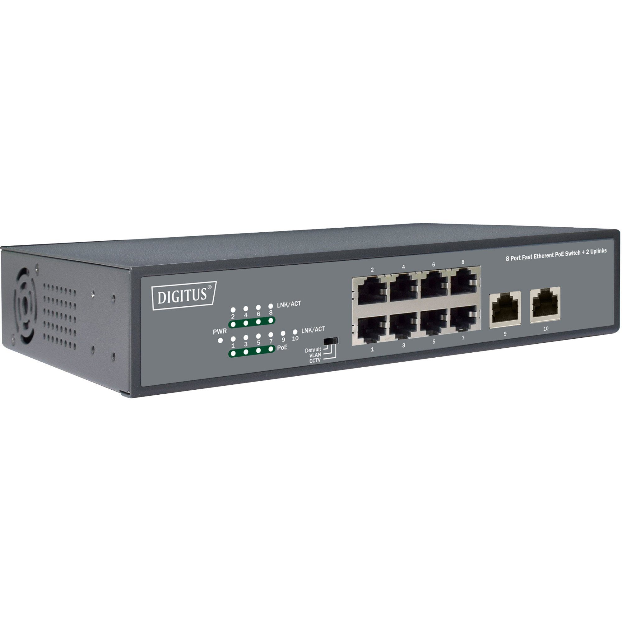 Digitus 8-Port Fast Etherent PoE-Switch + 2 Netzwerk-Switch