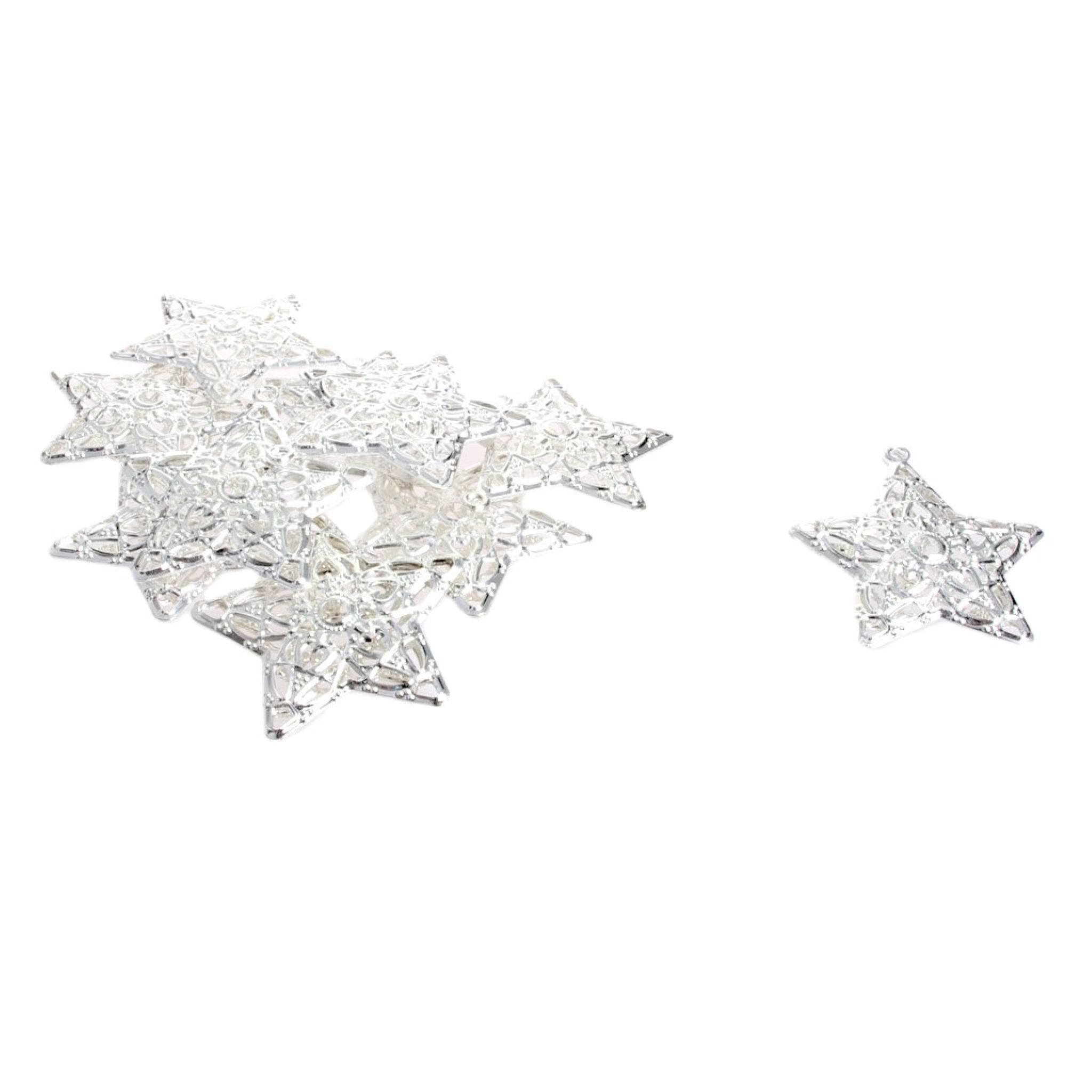 Deko AS Christbaumschmuck Metallsterne zum Hängen - silber - 6 cm - 12 Stück - 92016 10, strapazierfähig