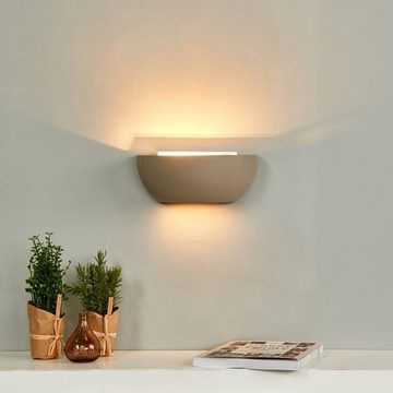 Lindby Wandleuchte Renata, dimmbar, Leuchtmittel nicht inklusive, Modern, Beton, Metall, grau, 1 flammig, E14, Wandfluter, Wandstrahler