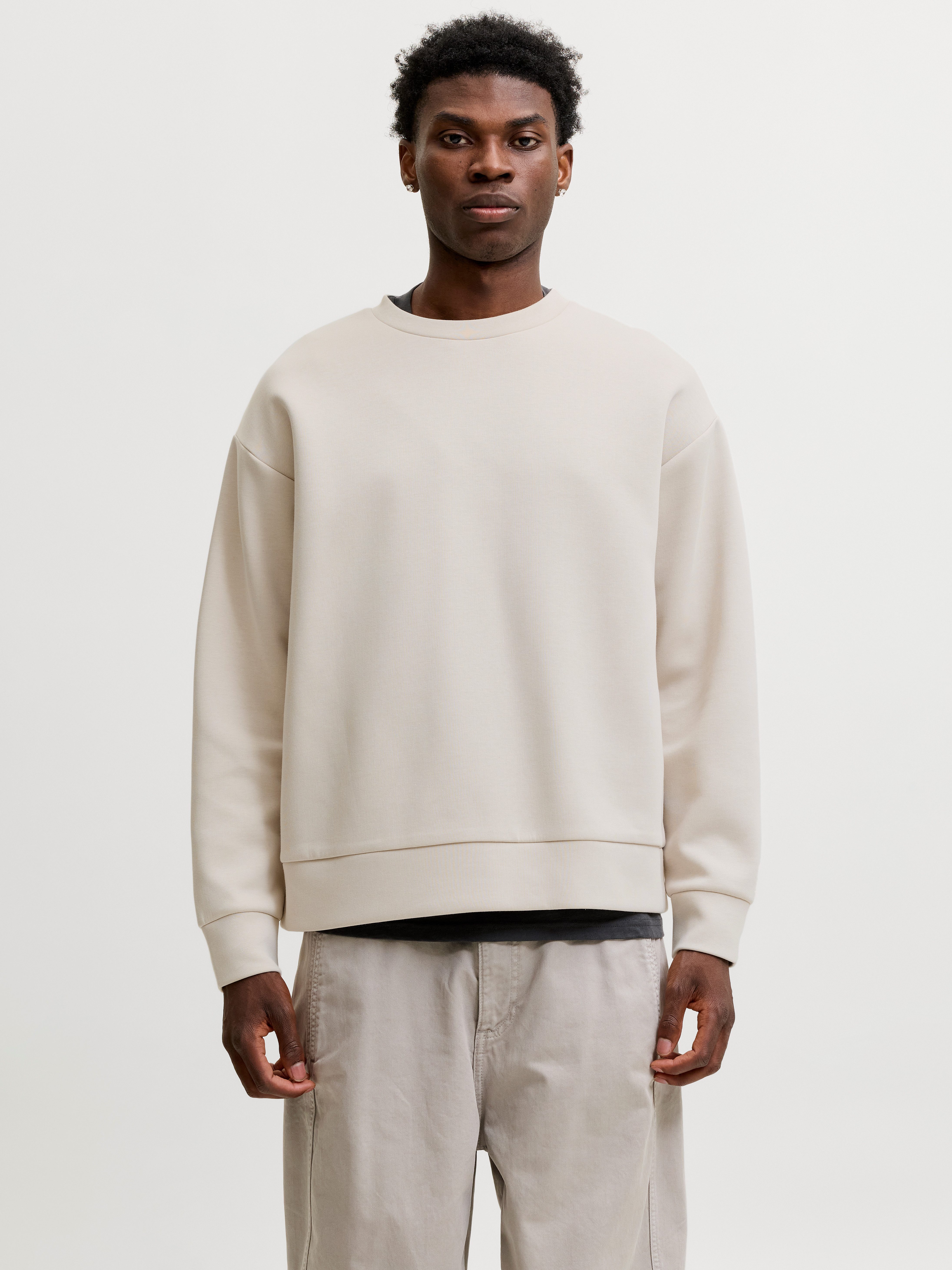 Jack & Jones Sweatshirt JJEBARRON SWEAT CREW NECK NOOS Materialmix, loose fit