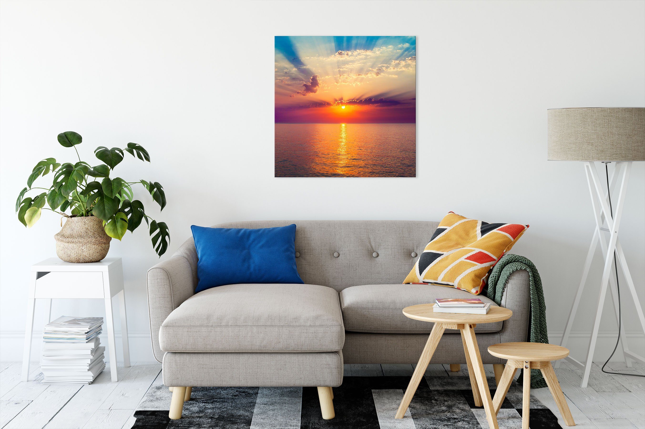Leinwandbild Sonnenaufgang Zackenaufhänger St), bespannt, fertig Meer im Meer (1 inkl. Sonnenaufgang, im Leinwandbild Pixxprint