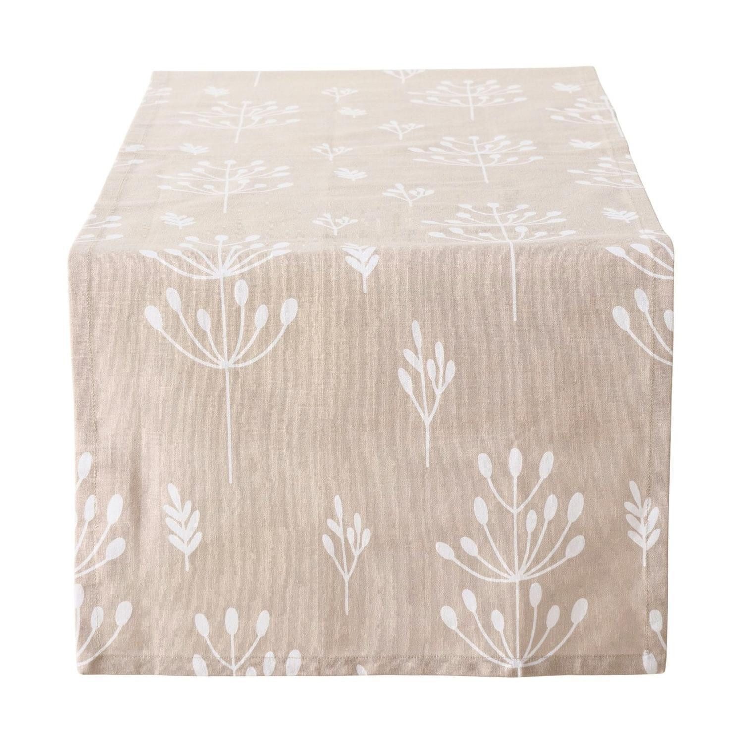 BOLTZE GRUPPE GmbH Tischläufer FARAH, B 40 cm, L 140 cm, Beige, Weiß, Zweigenmotive