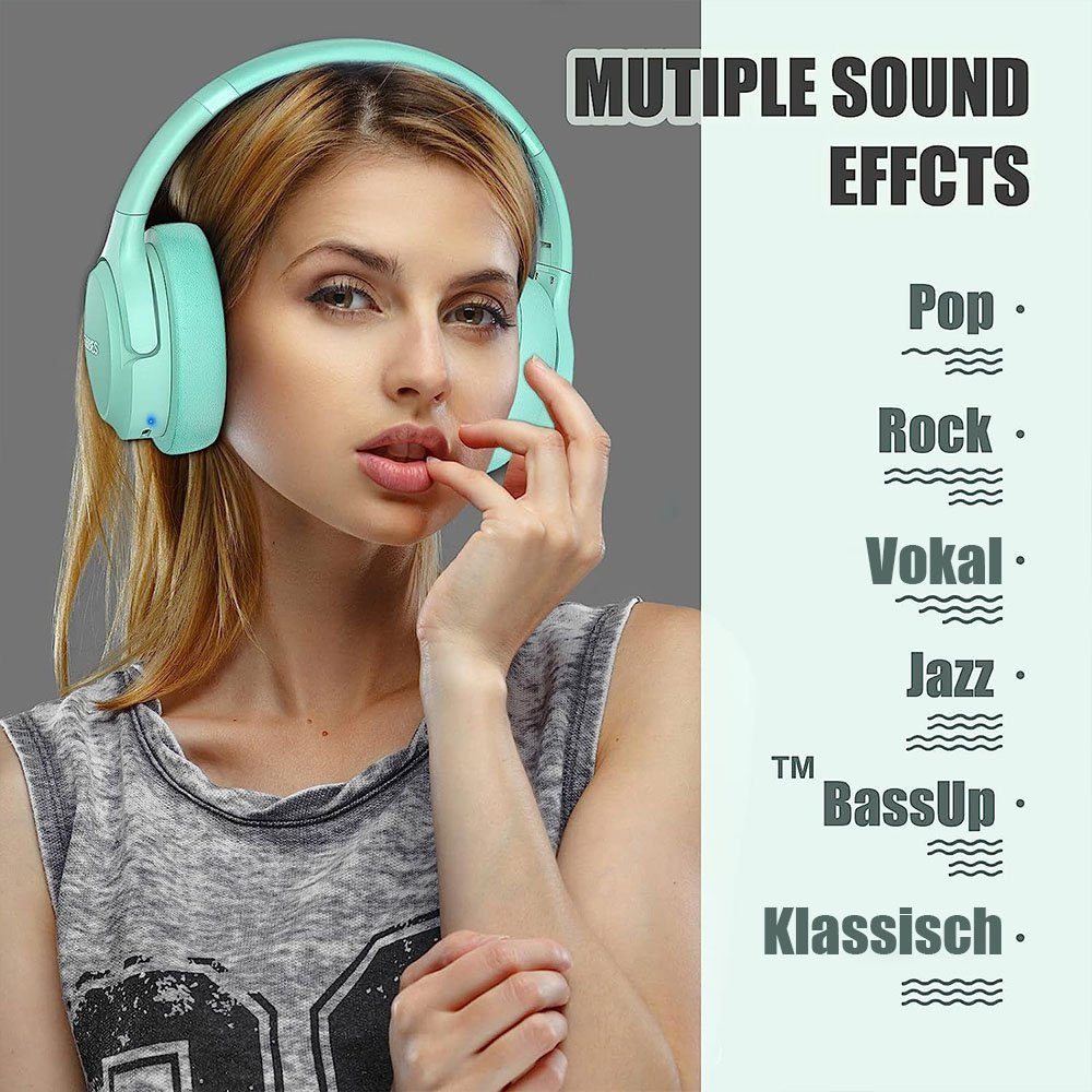MOUTEN Bluetooth-Kopfhörer Over-Ear-Ohrhörer mit blau Geräuschunterdrückung Bluetooth-Kopfhörer