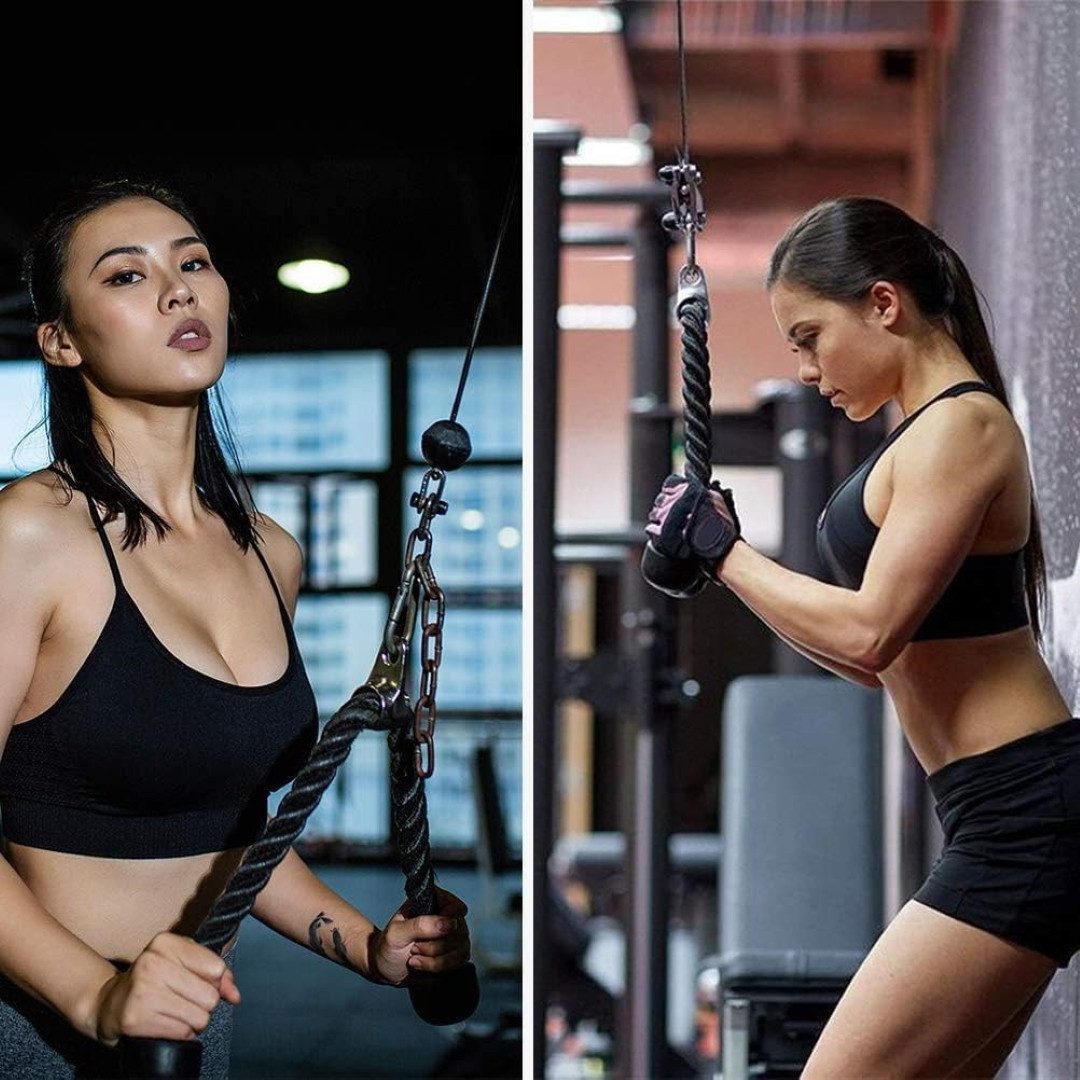 LA CUTE Kabelzuggriff 70 cm, für Trizeps, Bizeps und Schultertraining. Trizepsseil (Einzelgriff Fitness Zubehör – Kabelzuggriff für Kraftstation Home Gym, Kabelzuggriff 70 cm – Krafttraining für Trizeps- und Bizepsübungen), Ideal für intensives Trizepstraining, langlebig vielseitig einsetzbar