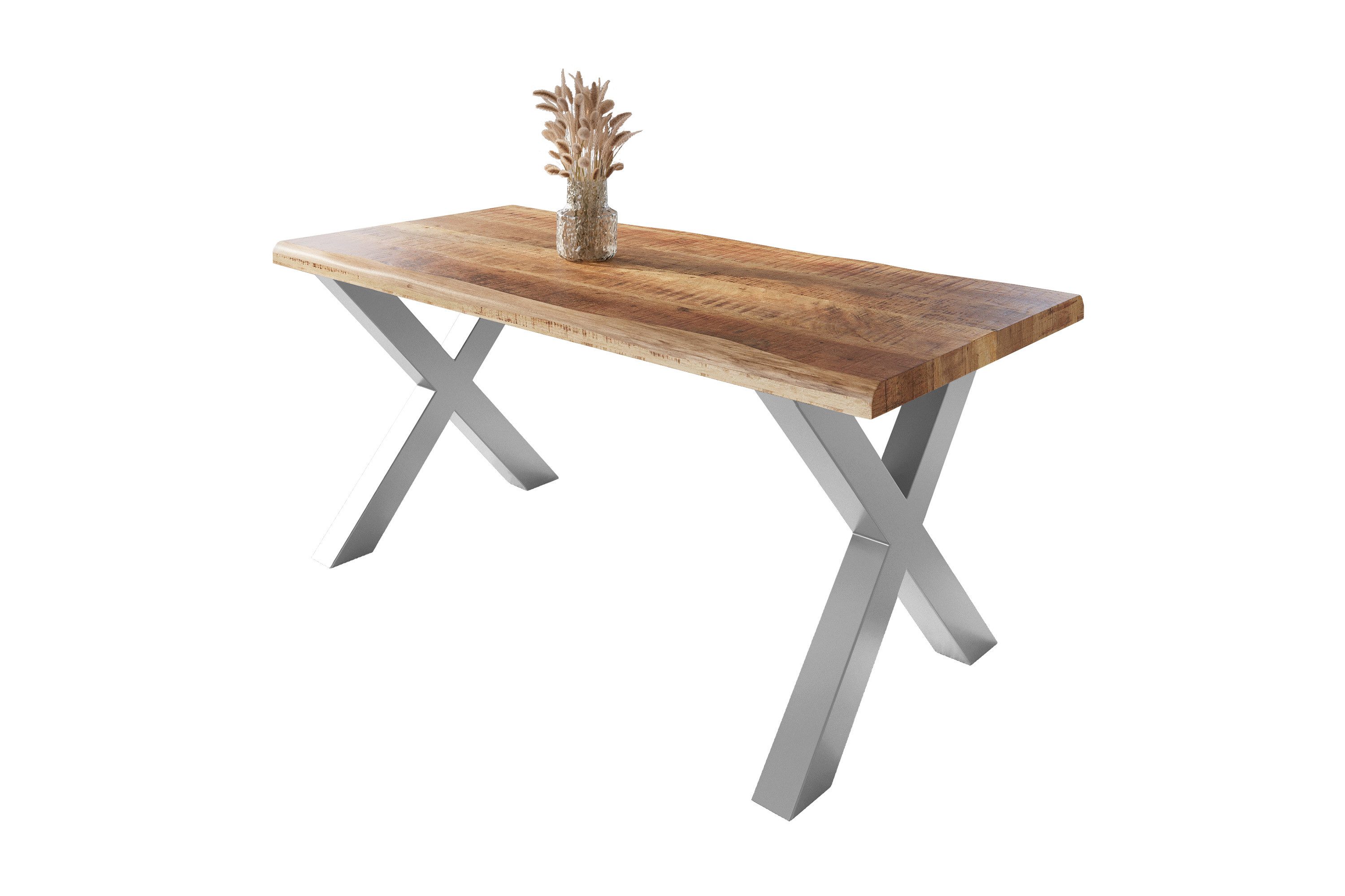 SAM® Esstisch Waves_X, Mangoholz, gedoppelte Tischplatte, günstig online kaufen