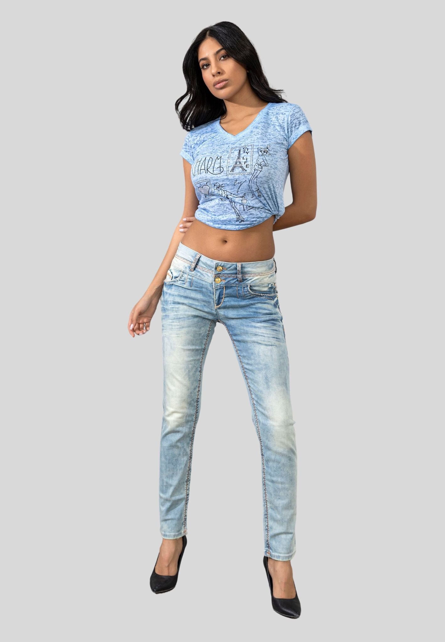 Cipo & Baxx Skinny-fit-Jeans Jeans im washed Look – Bild 3 von 4