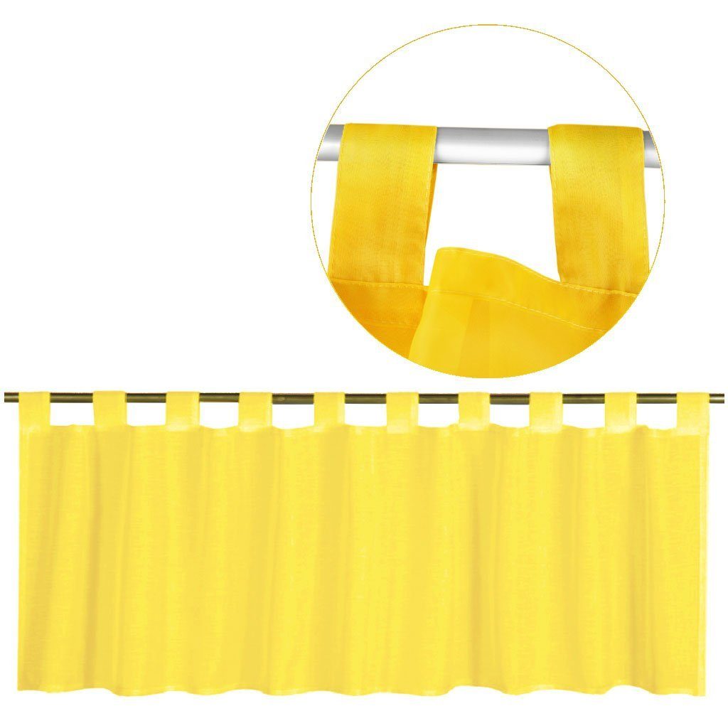 Vorhang, Bestgoodies, Schlaufen (1 St), transparent, Voile, Schlaufen-Bistrogardine, transparente uni Scheibengardine Voile in vielen versch. Farben und Größen erhältlich Gelb