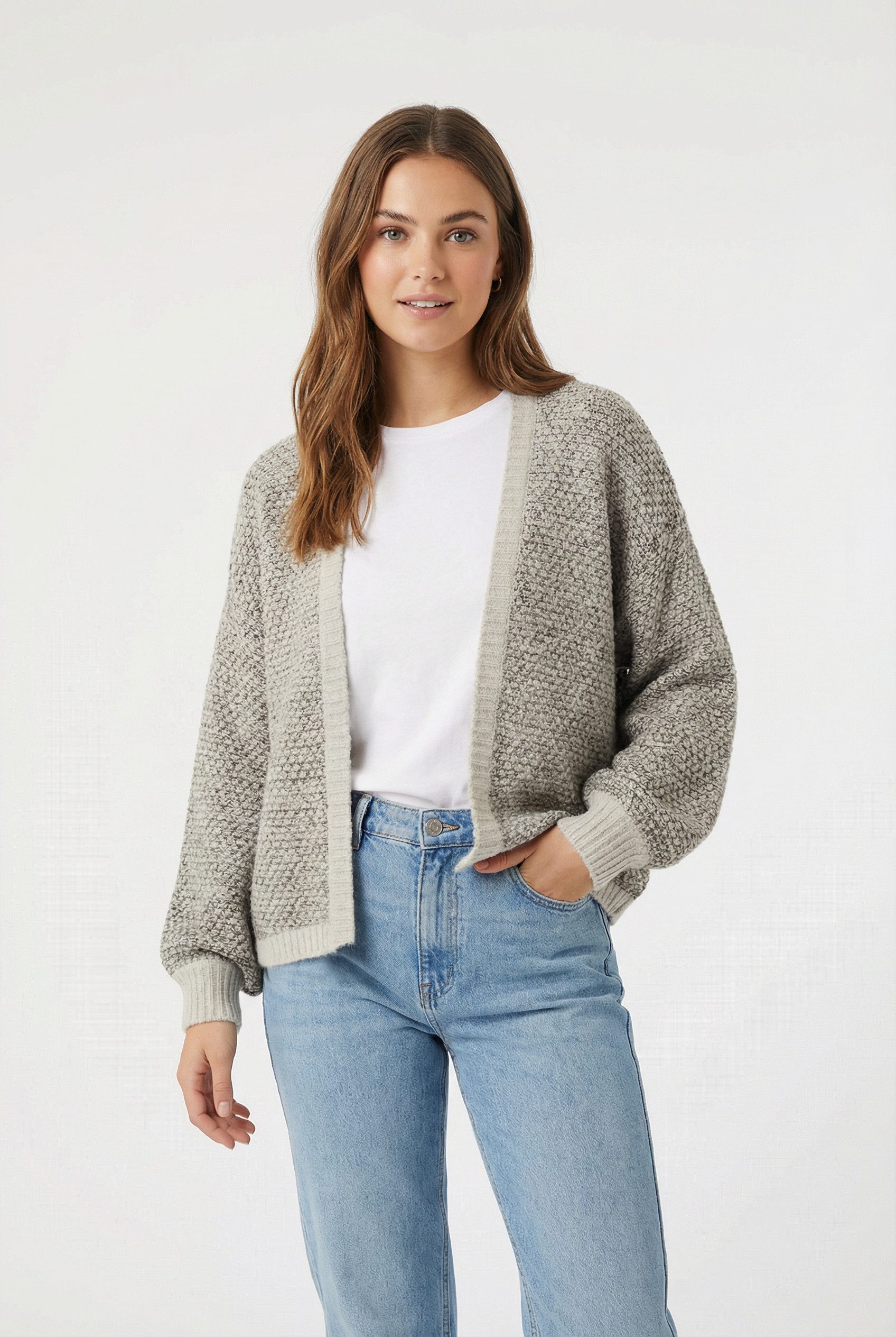 Vero Moda Strickjacke VMLOVELY LS OPEN CARDIGAN mit Wolle und Stretch