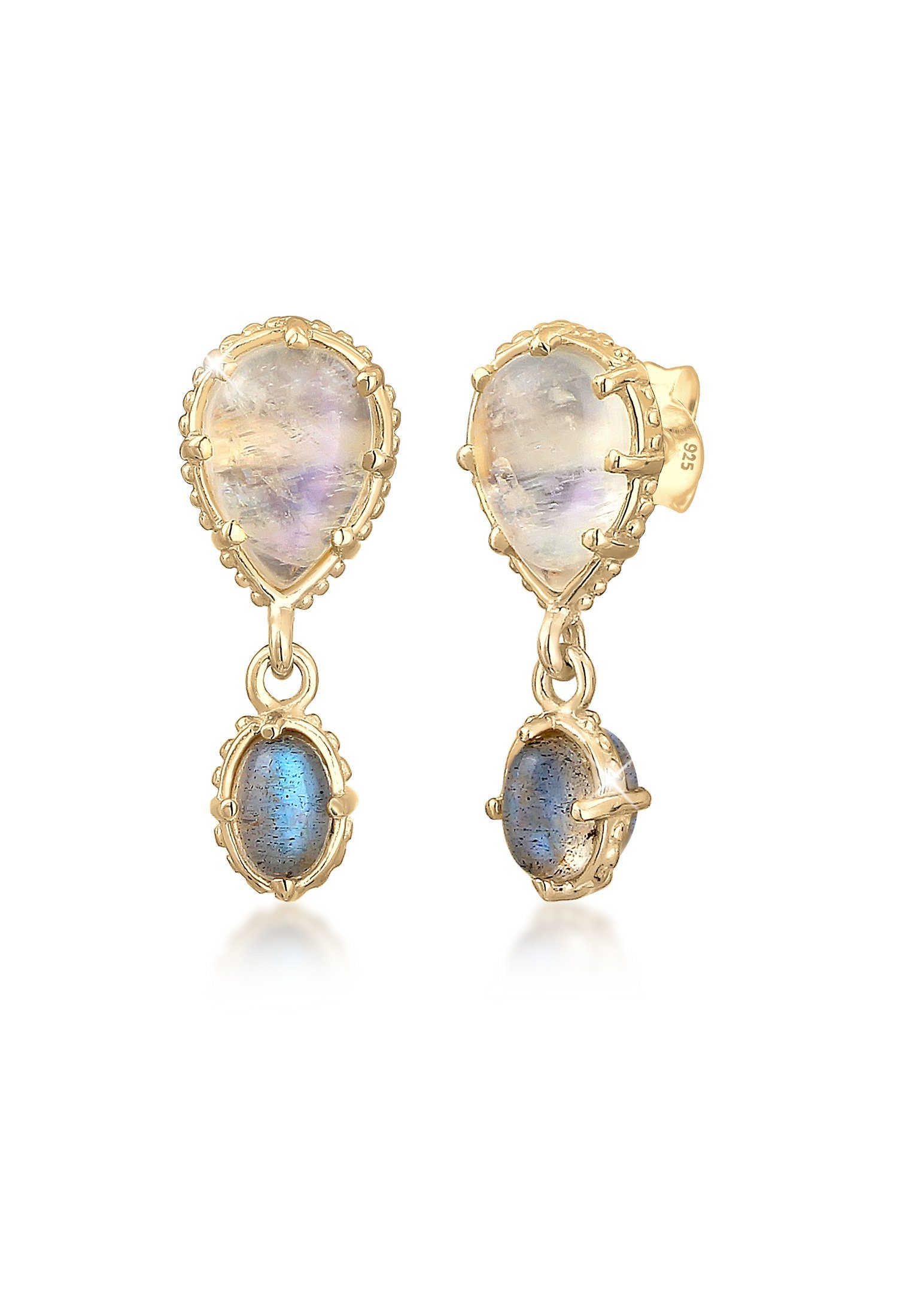 Elli Premium Paar Ohrhänger Ohrhänger Labradorit Grau 925 Sterling Silber vergoldet