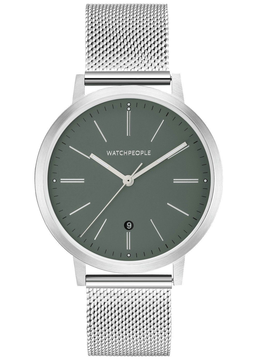 Watchpeople Quarzuhr Hidden Nato Grau WP 058-02, flach, versenkte Krone, Datumsanzeige