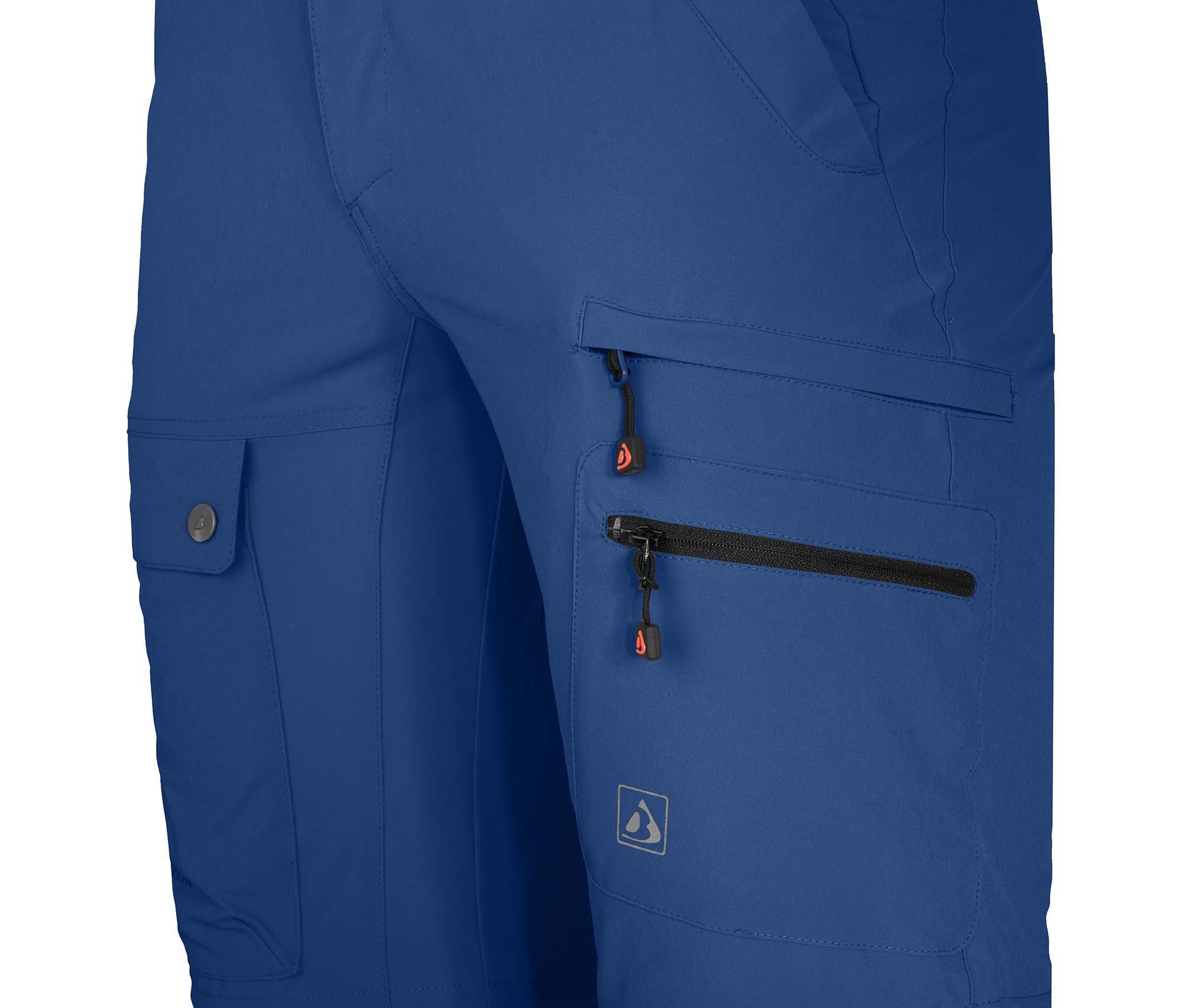 Bergson Zip-off-Hose FROSLEV Bermuda Taschen, 7 recycelt, Wanderhose, elastisch, Herren Zipp-Off blau Normalgrößen