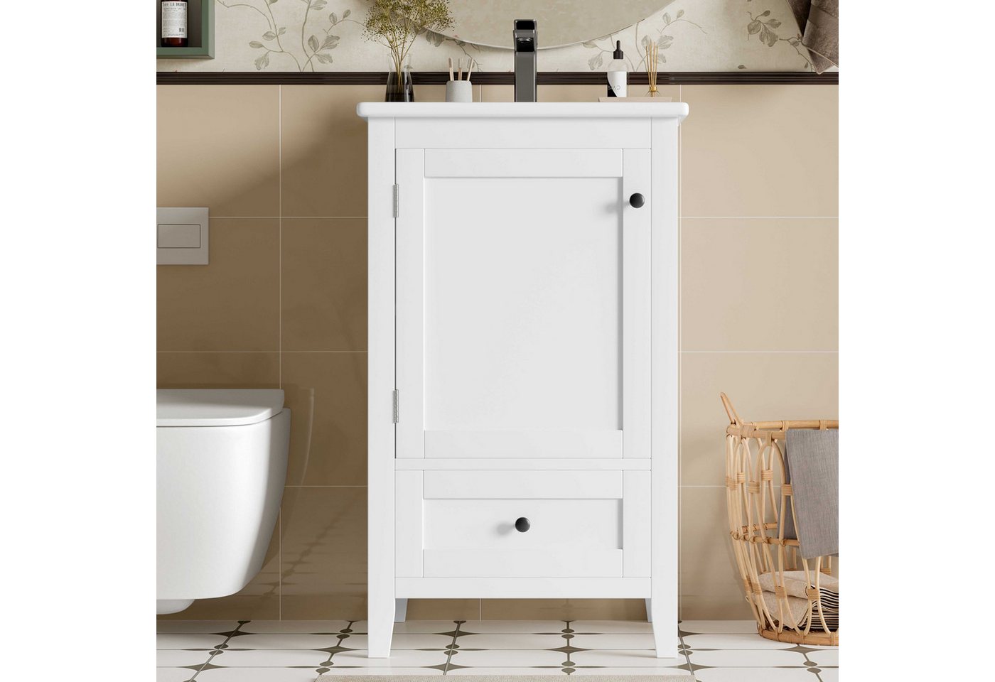 Thumbnail - BlingBin Waschtisch Bodenstehender Badezimmerschrank mit Waschbe, Waschtisch (1 Set, 1-St., 51x46x85cm), geräuschlose Sc...