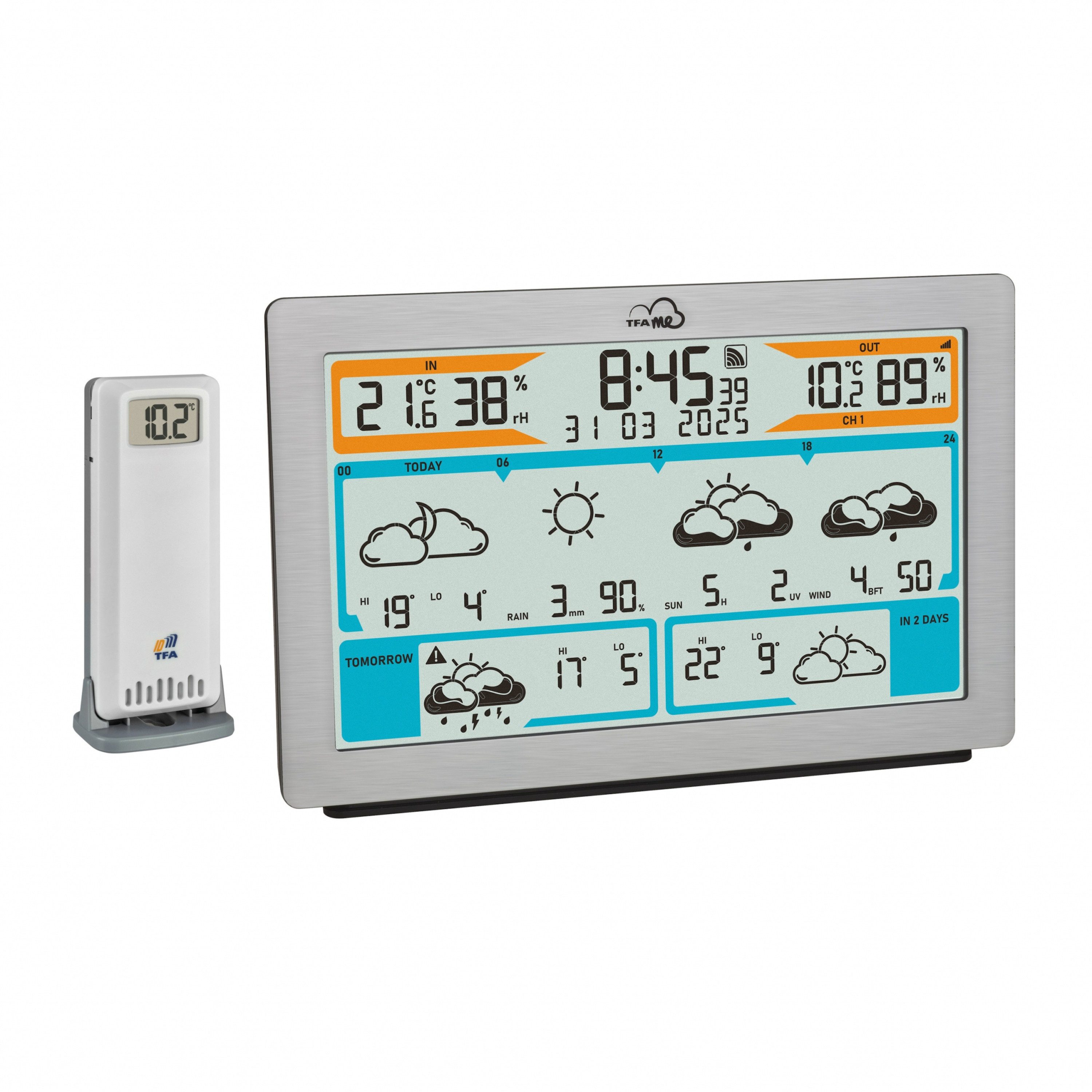 Funkwetterstation 35.8100.54 TFA.me ID-02 mit Wettervorhersage durch wetter.com