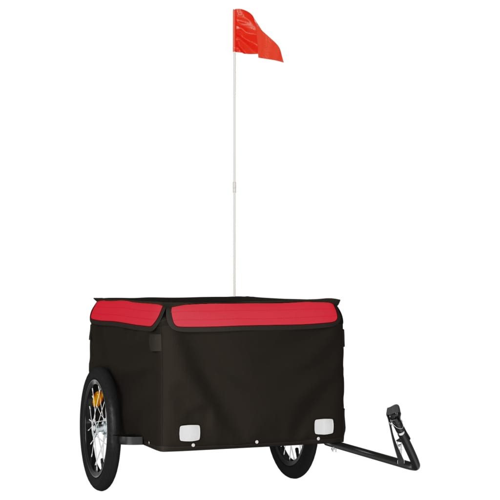 vidaXL Fahrradkinderanhänger 124 x 625 x 52 cm Fahrradanhänger Schwarz und Rot 45 kg Eisen