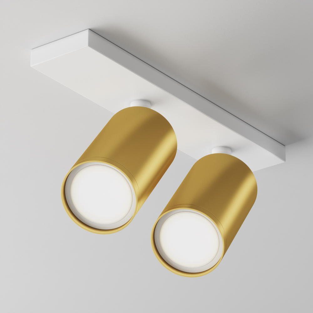 click-licht Deckenleuchte Deckenleuchte Focus in Gold und Weiß GU10 2-flammig eckig, keine Angabe, Leuchtmittel enthalten: Nein, warmweiss, Deckenlampe, Deckenbeleuchtung, Deckenlicht