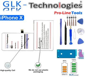 GLK-Technologies Verbesserte Ersatzakku kompatibel mit iPhone X mit Öffnungswerkzeug Smartphone-Akku 2930 mAh (3,83 V)