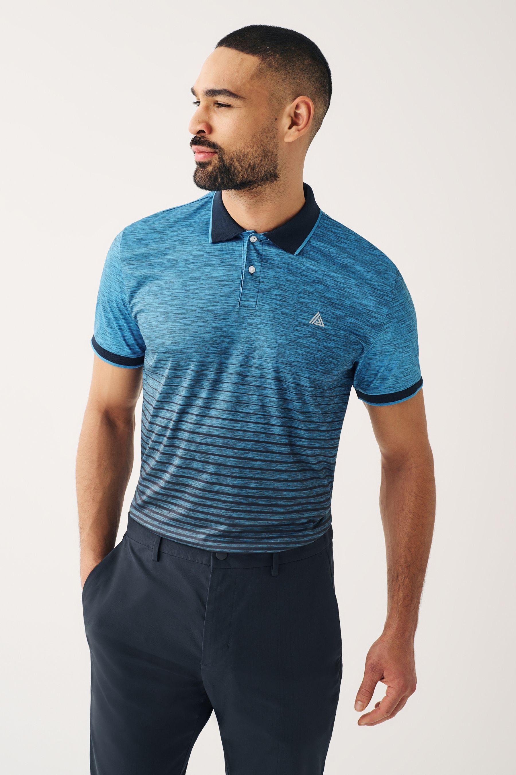 Next Poloshirt Active & mit Poloshirt (1-tlg) Blue Golf Print