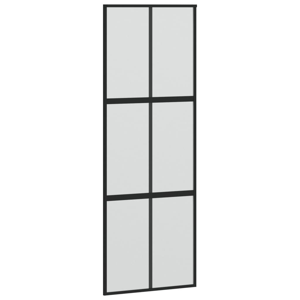 vidaXL Zimmertür 76 x 205 cm Schiebetür Zimmertür Glas Schwarz 76x205 cm Hartglas und A