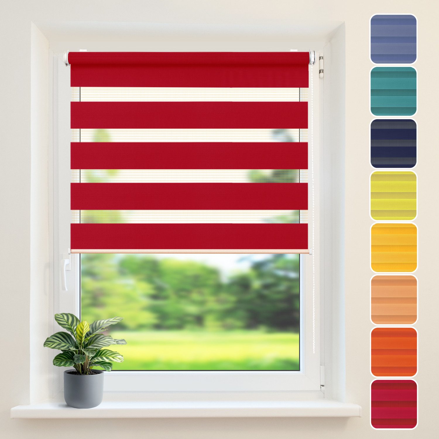 Doppelrollo Duo-Rollo Klemm Fix, Fenster-Rollo Ohne Bohren, DomDeco, Klemmfix, Klemmbar, Kettenzug, ohne Bohren, Sicht- und Blendschutz