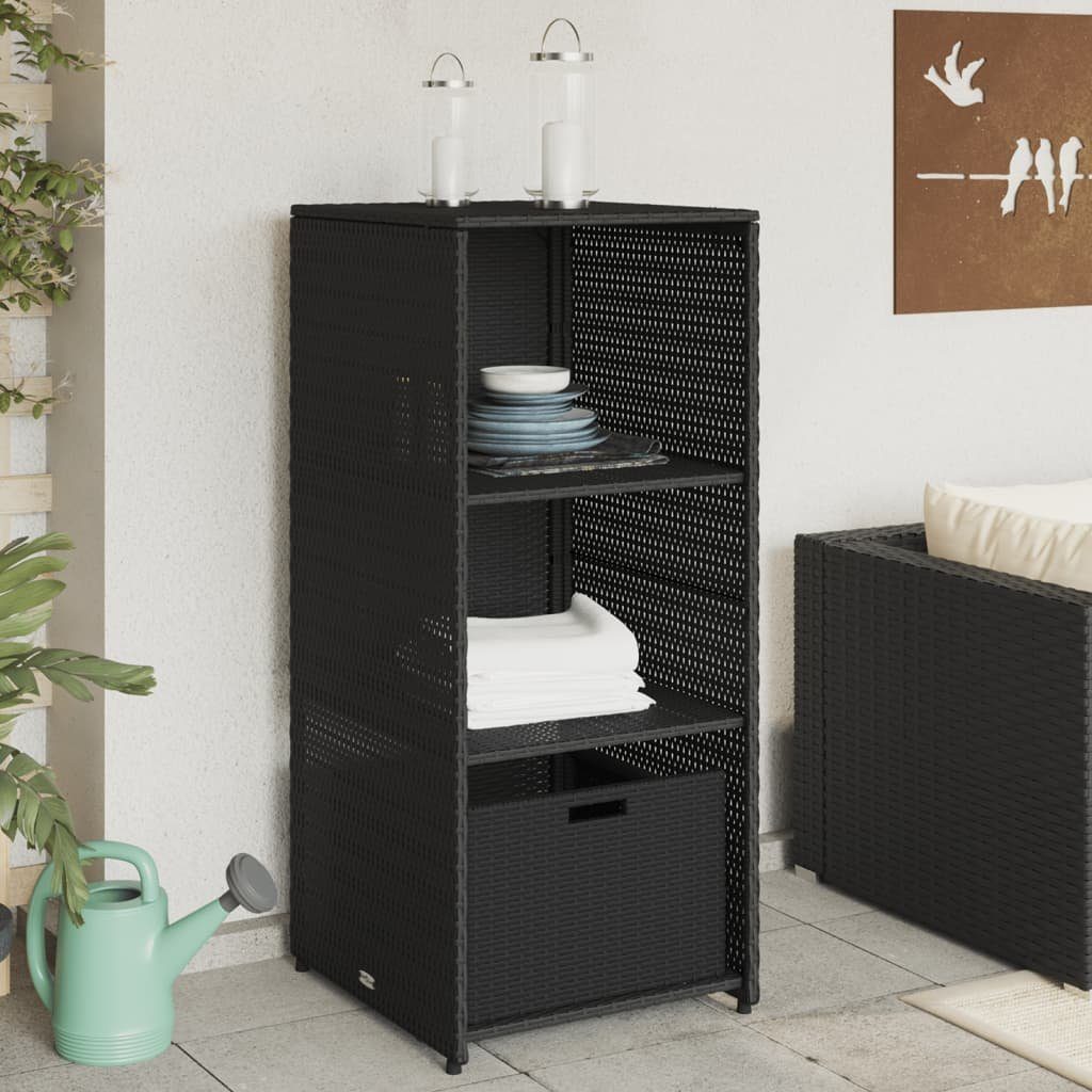 vidaXL Gartenbox Gartenschrank Schwarz 50x55x115 cm Poly Rattan