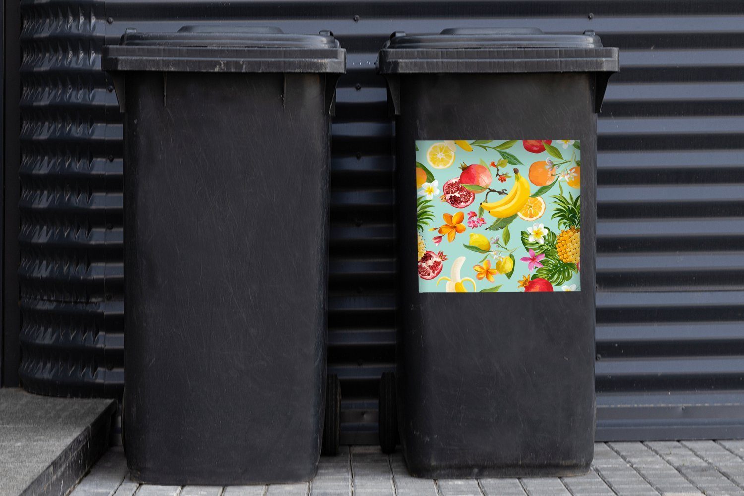 - Mülltonne, Sticker, - St), Abfalbehälter MuchoWow Container, Tropisch Obst (1 Mülleimer-aufkleber, Wandsticker Grün