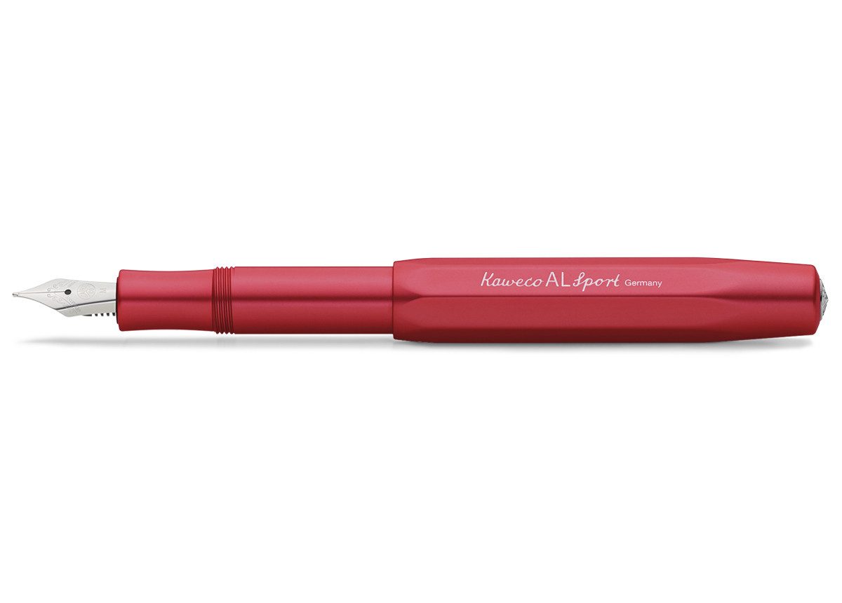 Kaweco Füllfederhalter Kaweco AL Sport Füllhalter Deep Red, Medium Stahl blank