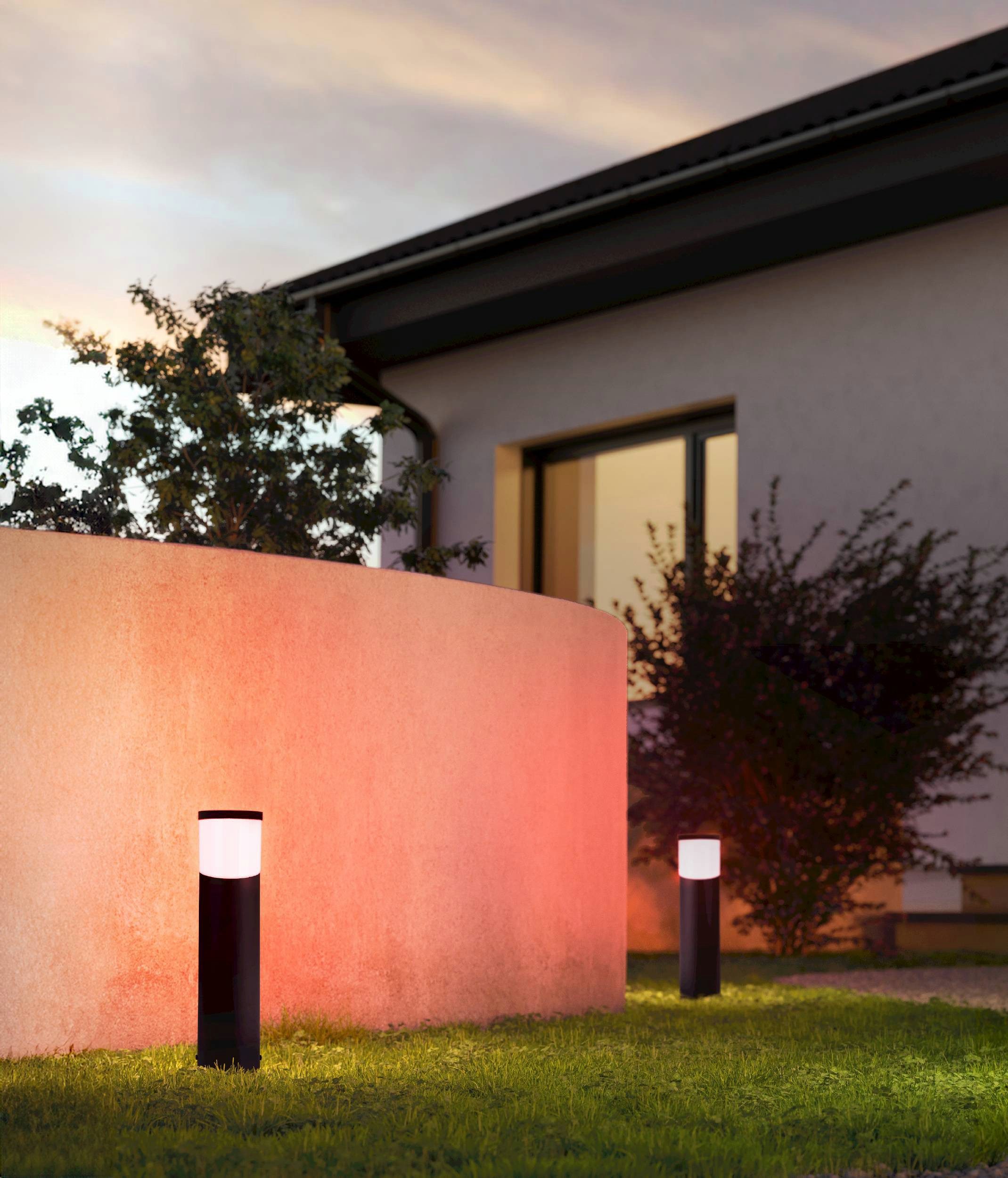 EGLO Stehlampe BASALGO-Z Stehleuchte, Außenbeleuchtung, schwarz, IP44, ZigBee 3.0, Bluetooth, CCT - über Fernbedienung, Dimmfunktion, Ein-/Ausschalter, Farbsteuerung, Farbwechsel, Memoryfunktion, Nachtlichtfunktion, RGB, Smart Home, Weckerfunktion, dimmbar über Fernbedienung, mehrere Helligkeitsstufen, Leuchtmittel wechselbar, ohne Leuchtmittel, App / Sprachsteuerung Alexa, ‎‎112x110x470cm, exkl. Fernbedienung