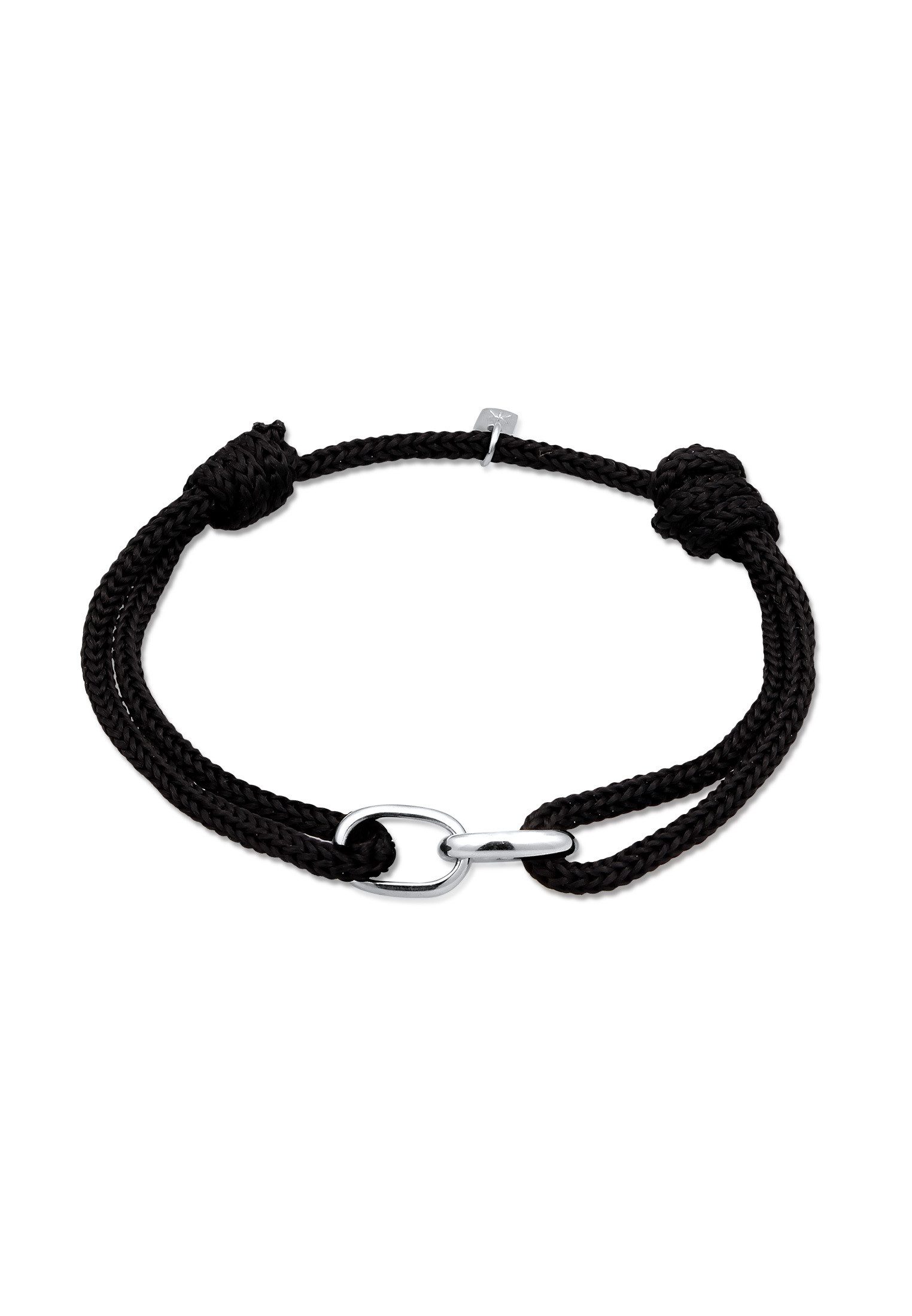 Silberarmband Glieder Oval Nylon 925 Sterling Silber