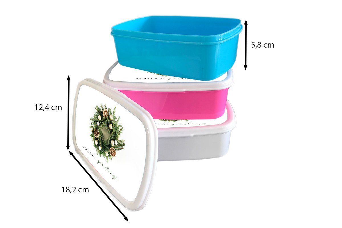 MuchoWow Lunchbox Winter - Brotbox (2-tlg), Mädchen Orange, und Kinder Kiefernzweig Kunststoff, Brotdose, Jungs für für - weiß Erwachsene, und