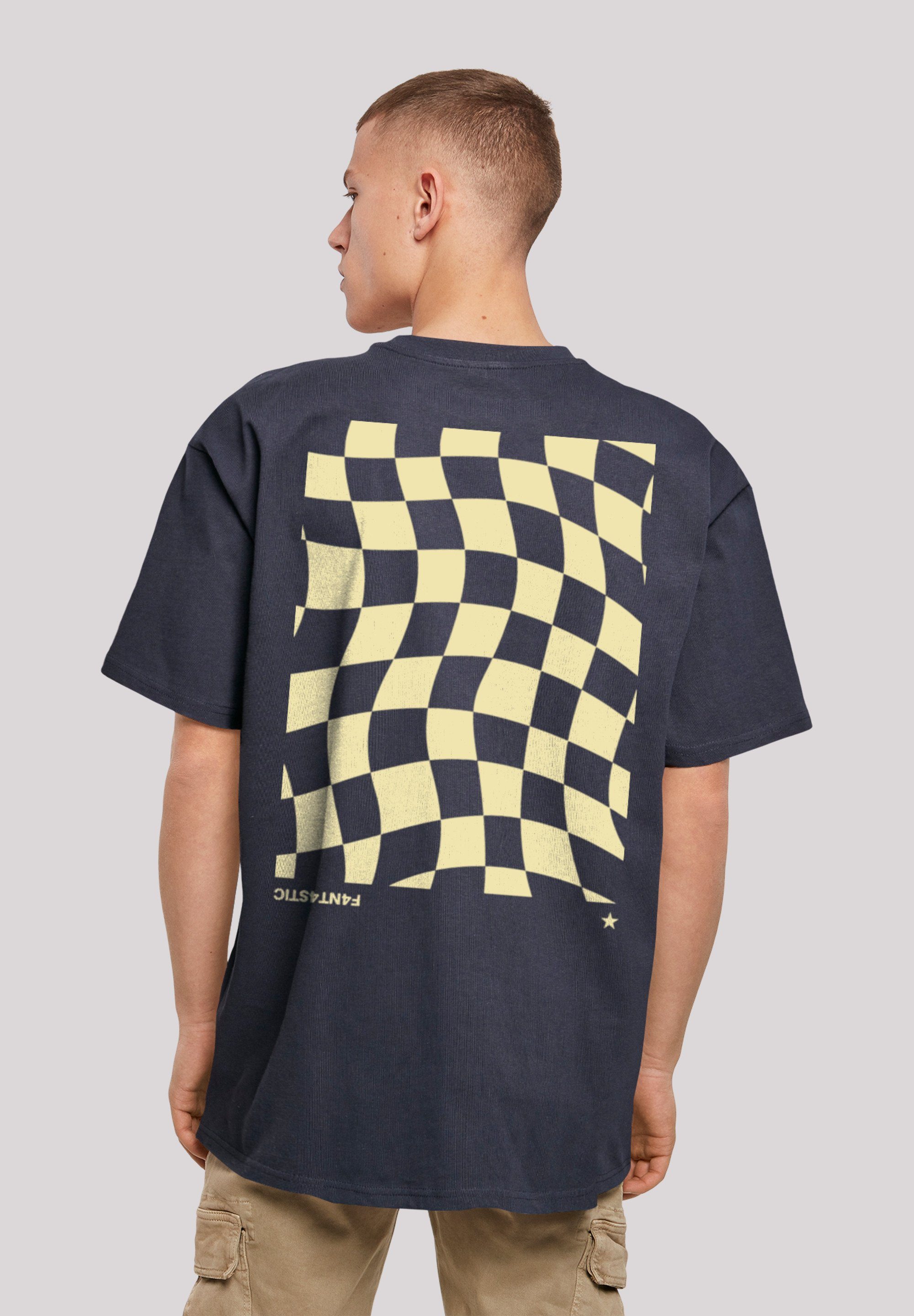 F4NT4STIC T-Shirt Wavy Schach Muster Print navy