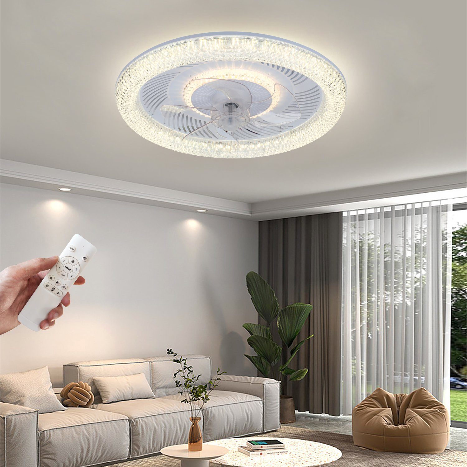 JDONG Deckenventilator mit Beleuchtung und Timer 54W Leise Deckenleuchte Ve günstig online kaufen