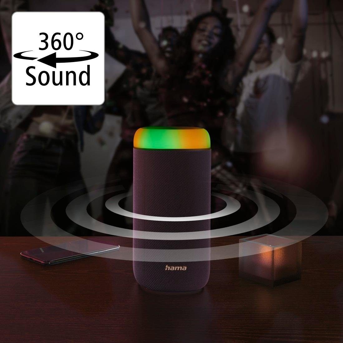 Box (Freisprechanlage,Xtra Hama Sound Bluetooth-Lautsprecher Bass,360ᵒ Bluetooth Shine Sound) 360ᵒ 2.0 spritzwassergeschützt Bass schwarz Xtra LED