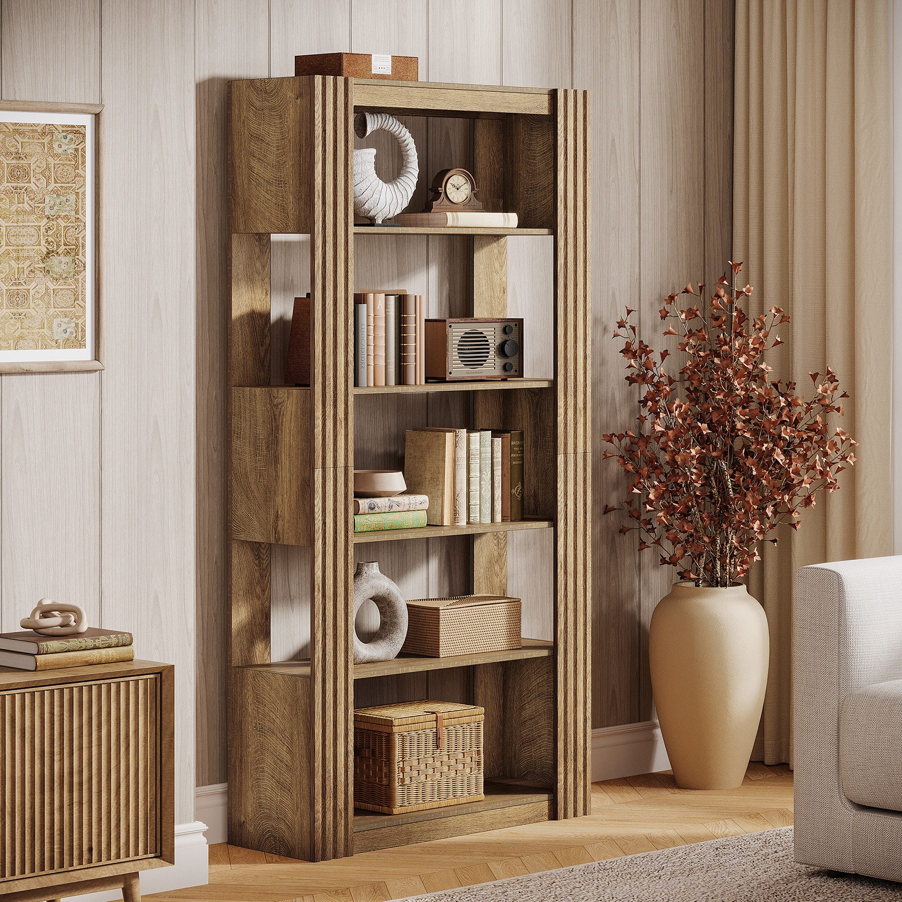 Tribesigns Bücherregal 180 cm hohes Standregal mit 5 Ebenen, offene Ablagen, Regal