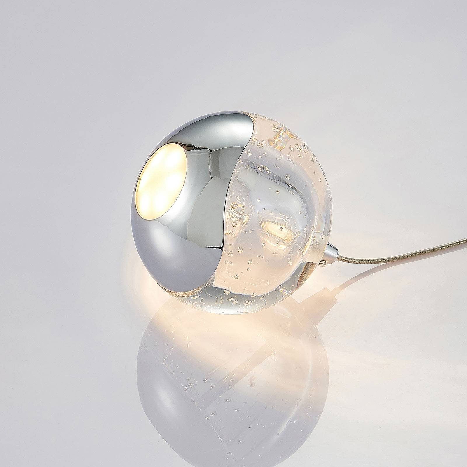 Lucande Pendelleuchte Modern, LED-Leuchtmittel Leuchtmittel, flammig, inkl. fest Metall, verbaut, Glas, Hayley, klar, 5 Glas warmweiß, chrom
