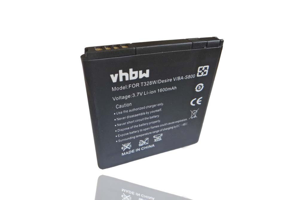 vhbw kompatibel mit HTC Desire V, U, VC, X Smartphone-Akku Li-Ion 1600 mAh (3,7 V)
