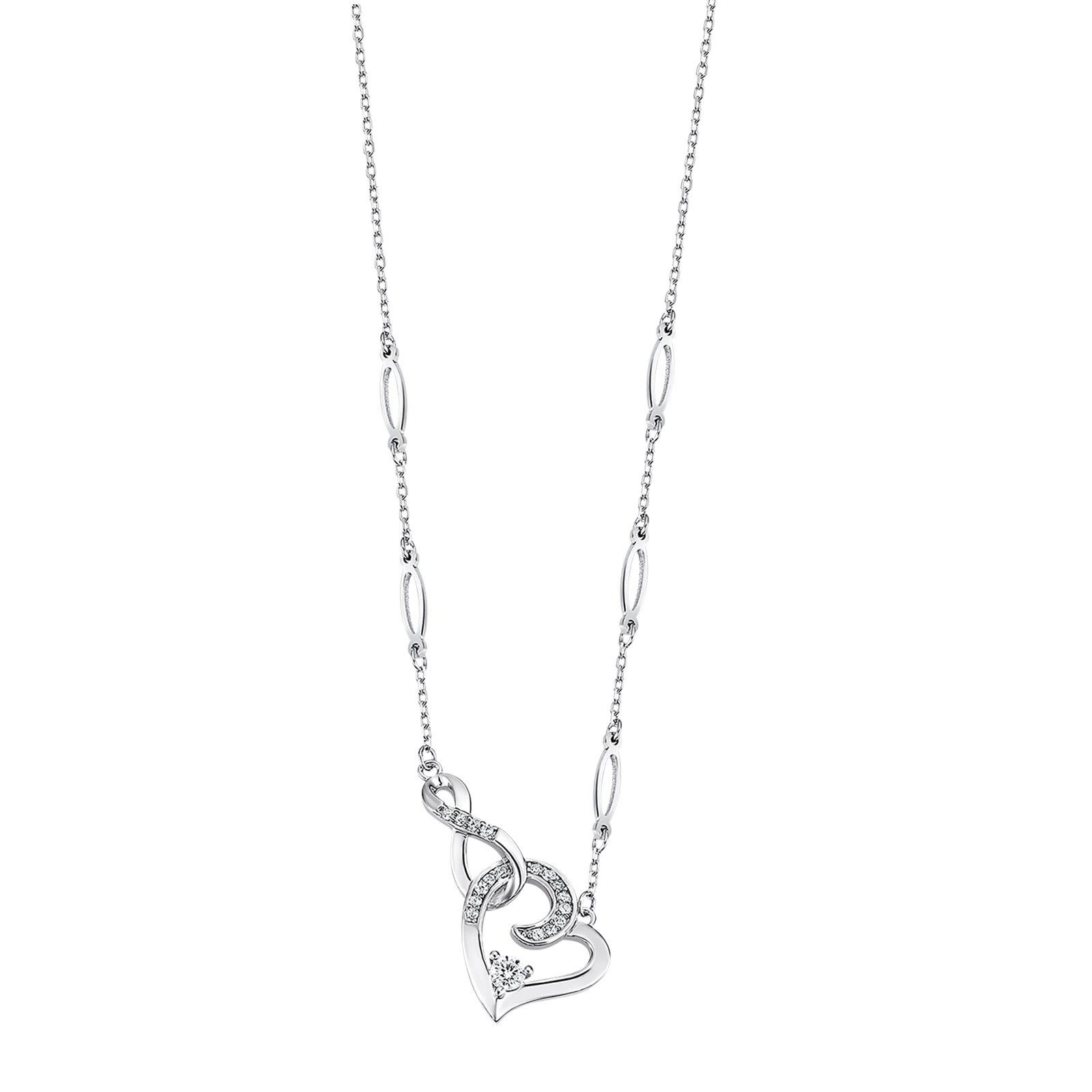 LOTUS SILVER Silberkette LOTUS Silver Halskette Zirkoniastein (Halskette), Halskette Zirkoniastein ca. 42cm, 925 Sterling Silber, Farbe: silber