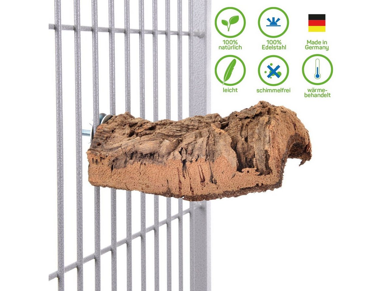 Thumbnail - Happy Bird Vogelspielplatz Vogel-Sitzbrett aus Natur Kork, für alle kleineren Vögel, kleine Papageien, Kakadus, ca. 12 x...