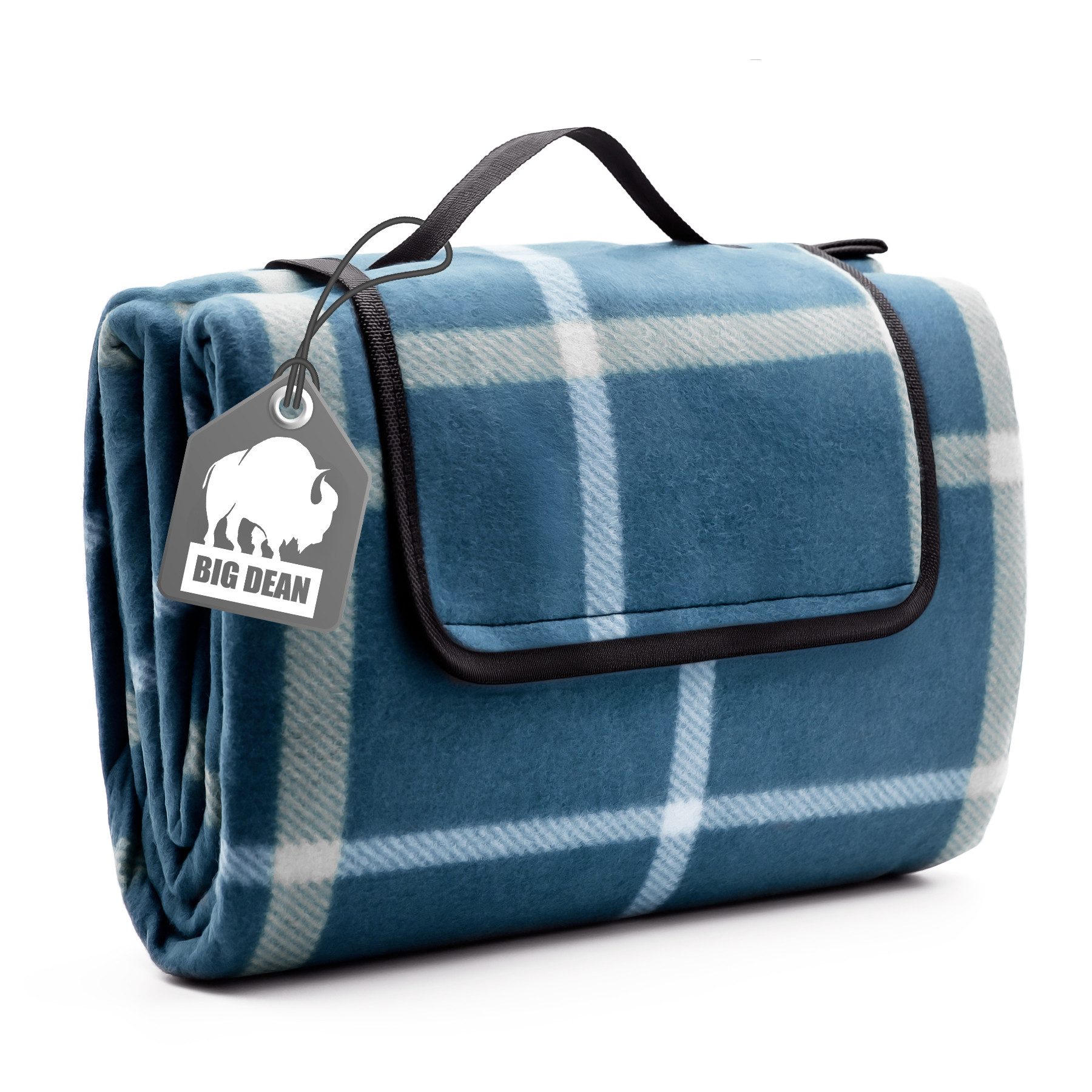 Picknickdecke 200x200 cm wasserabweisend Karo Design Hell ideal für Strand + Garten, BigDean