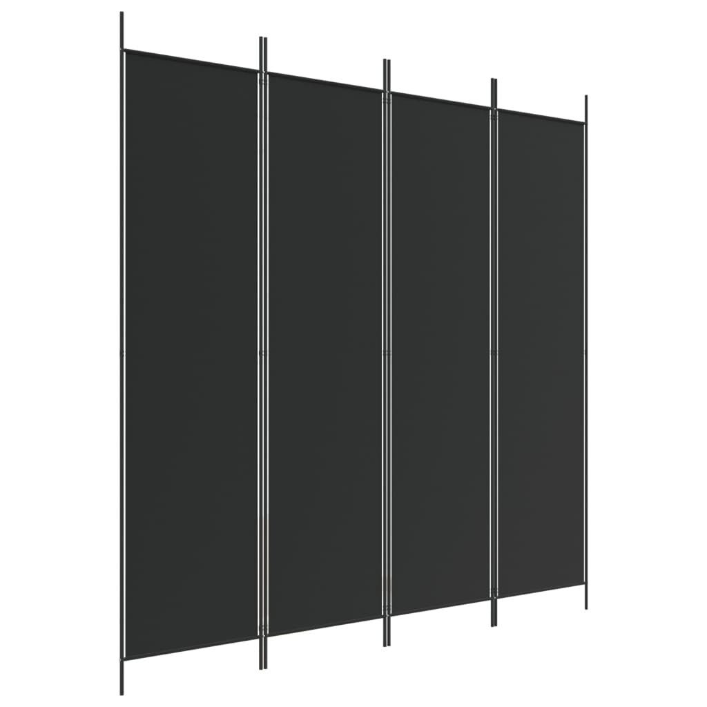 furnicato Raumteiler Paravent 200x200 cm Schwarz aus Stoff und Eisen, 1-tlg., Klappbare Sichtschutzwand mit atmungsaktivem Stoff für Schlafzimmer