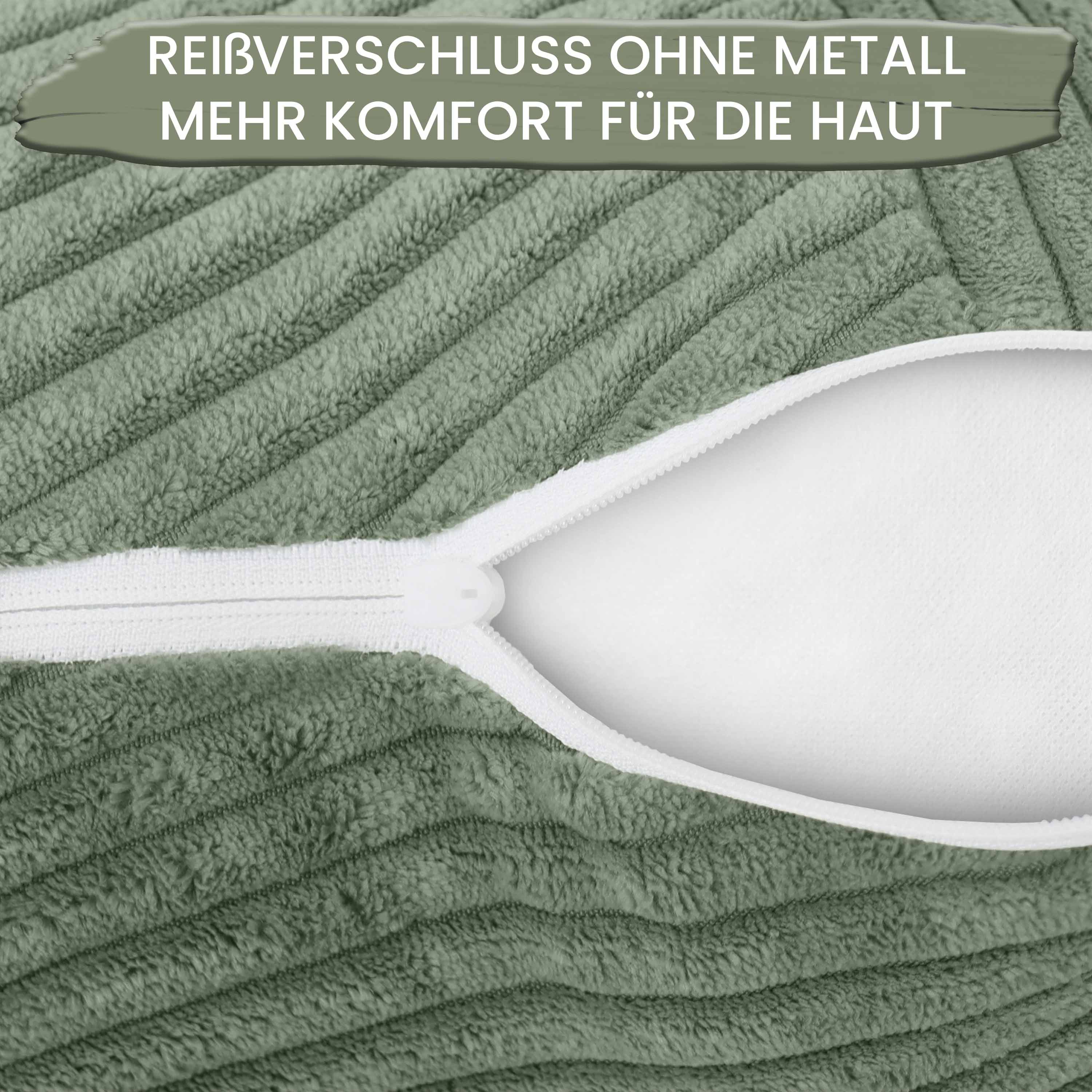 Amilian Dekokissen Sofakissen 40x40 2er Set mit Füllung und Bezug - Cord-Optik, Reißverschluss, formstabil, 2 Stück