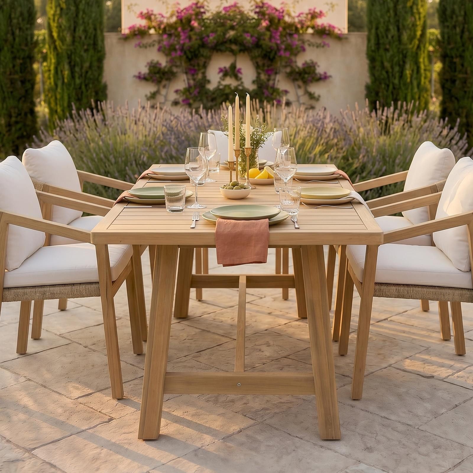 IDIMEX Gartentisch SANYA, Terrassentisch 170x90cm aus massivem Akazienholz wetterbeständig Natur
