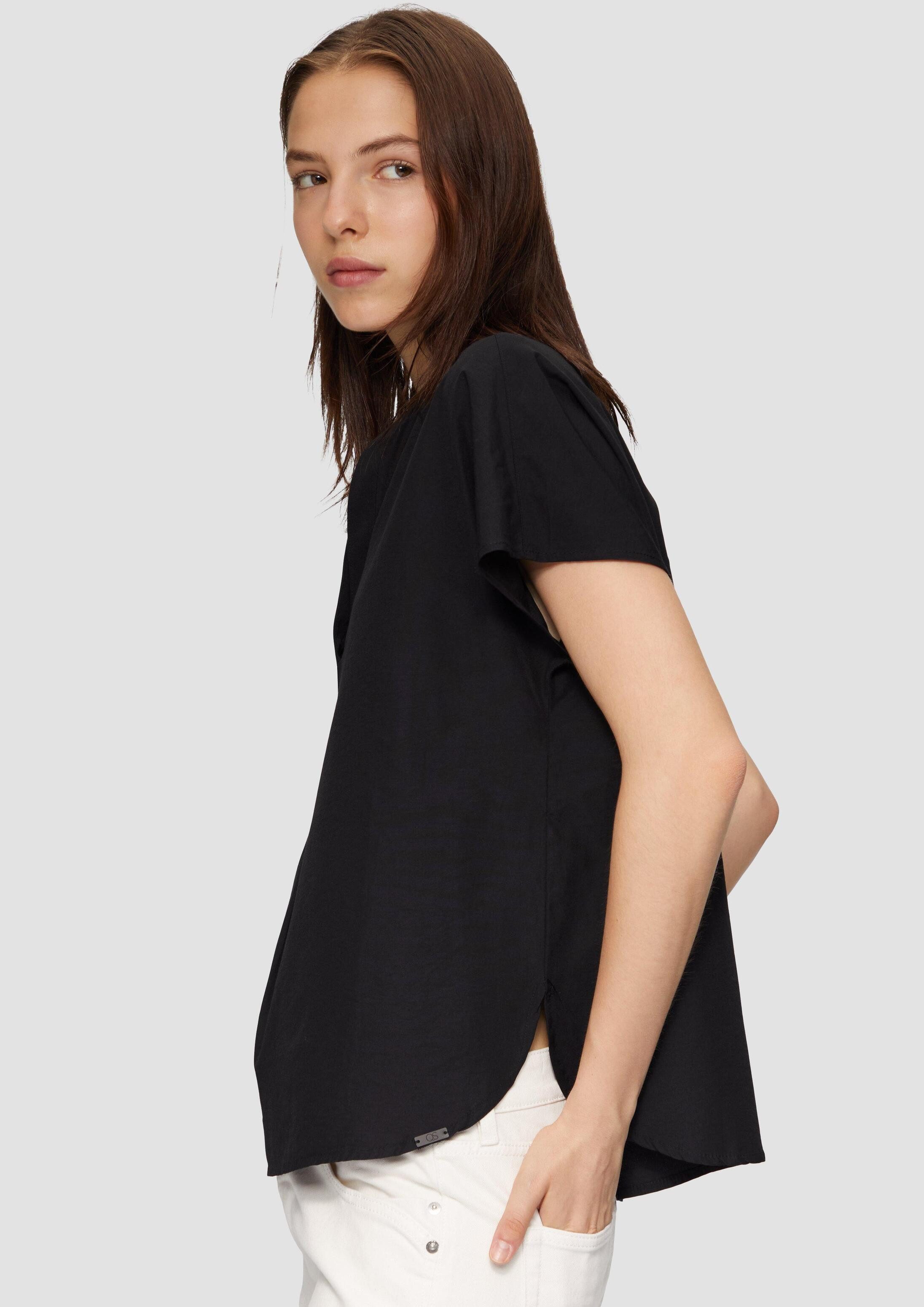 QS Kurzarmbluse Bluse Blusenshirt aus Popeline