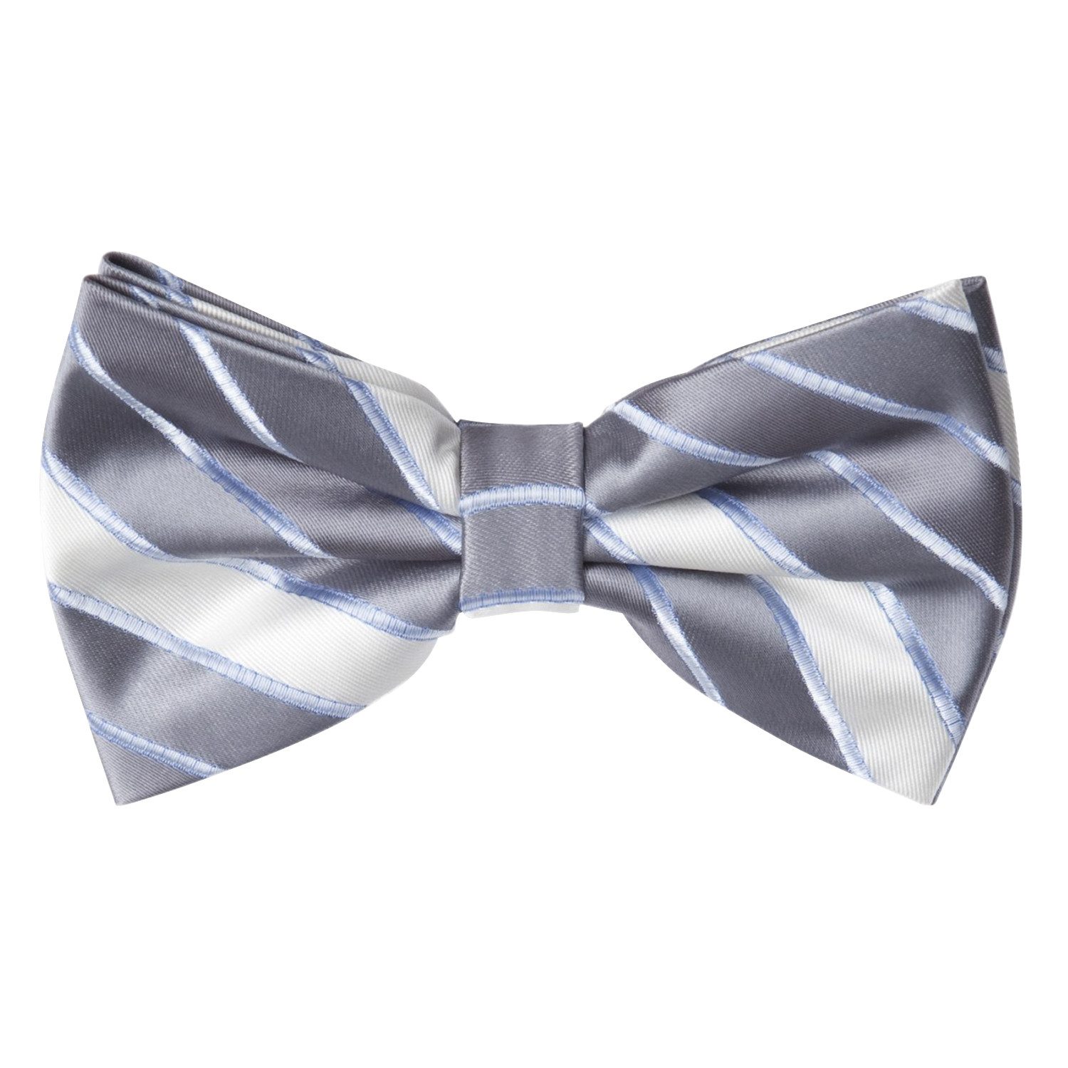 Fabio Farini Fliege Graue Herren Fliegen - Männer Querbinder Vorgebunden Bowtie (1-St., Gestreift) Streifen - Weiß/Hellgrau/Hellblau - Dolphin Gray/Aluminium/Cool Blue