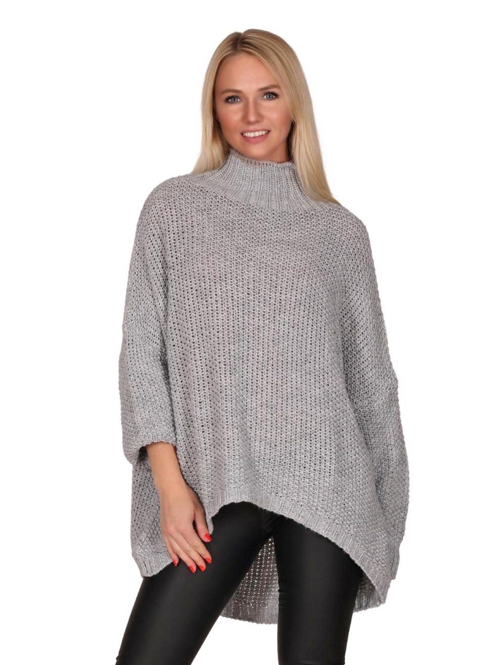 Longpullover Strickpullover Turtelneck Vorne kurz Hinten lang Classic