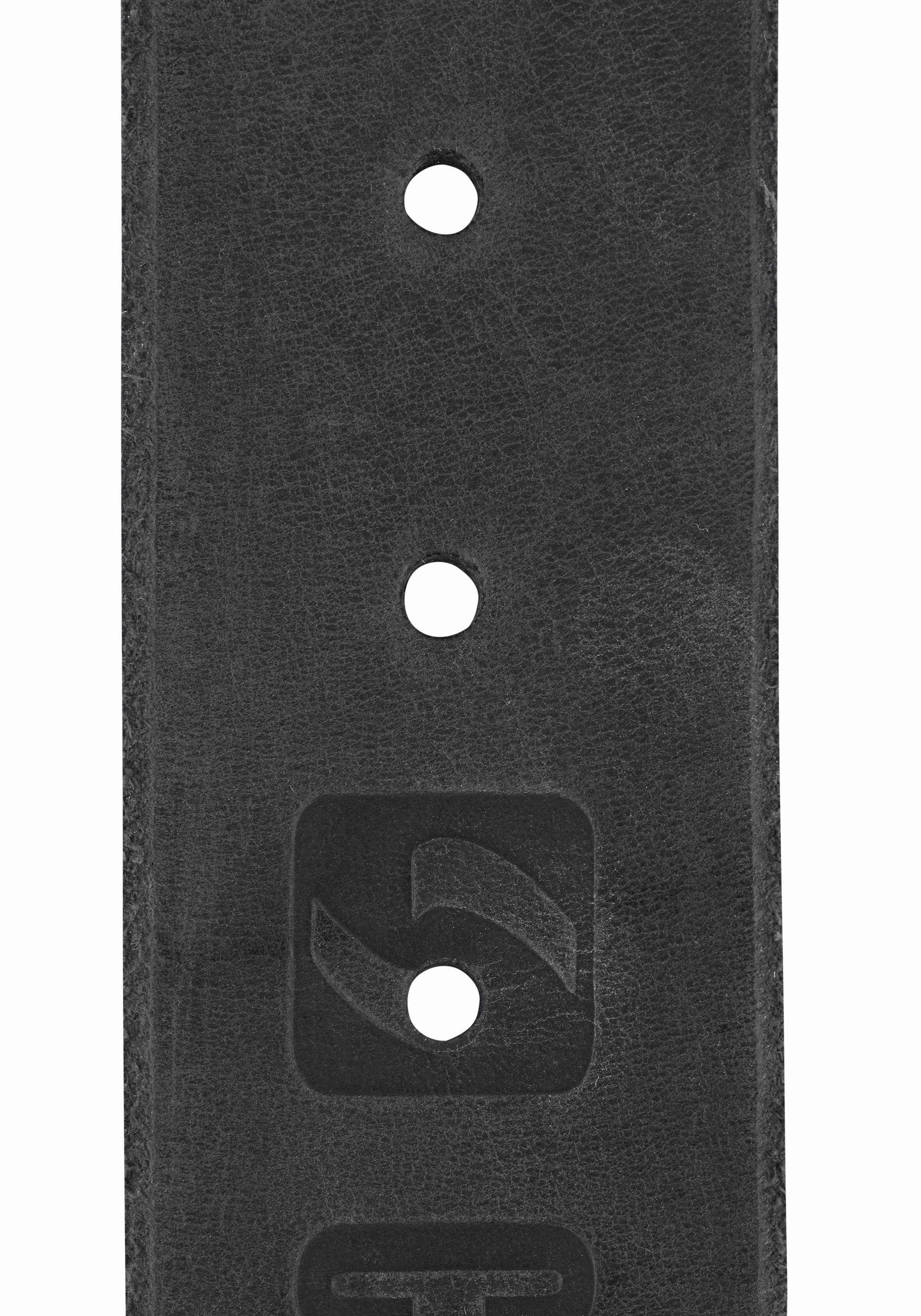 Schriftzug schwarz Label Plakativer mit Used-Finish, Ledergürtel CAMP DAVID