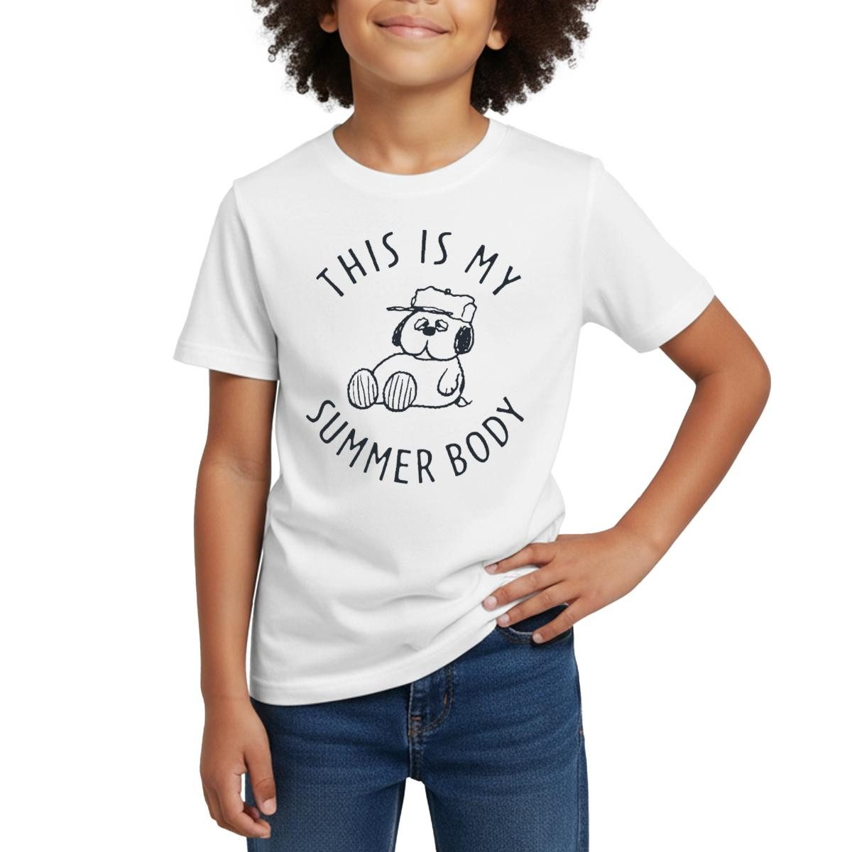 Spreadshirt T-Shirt Peanuts Snoopy This Is My Summer Body Kinder T-Shirt (1-tlg) Fällt klein aus. Wir empfehlen, eine Größe größer zu bestellen.