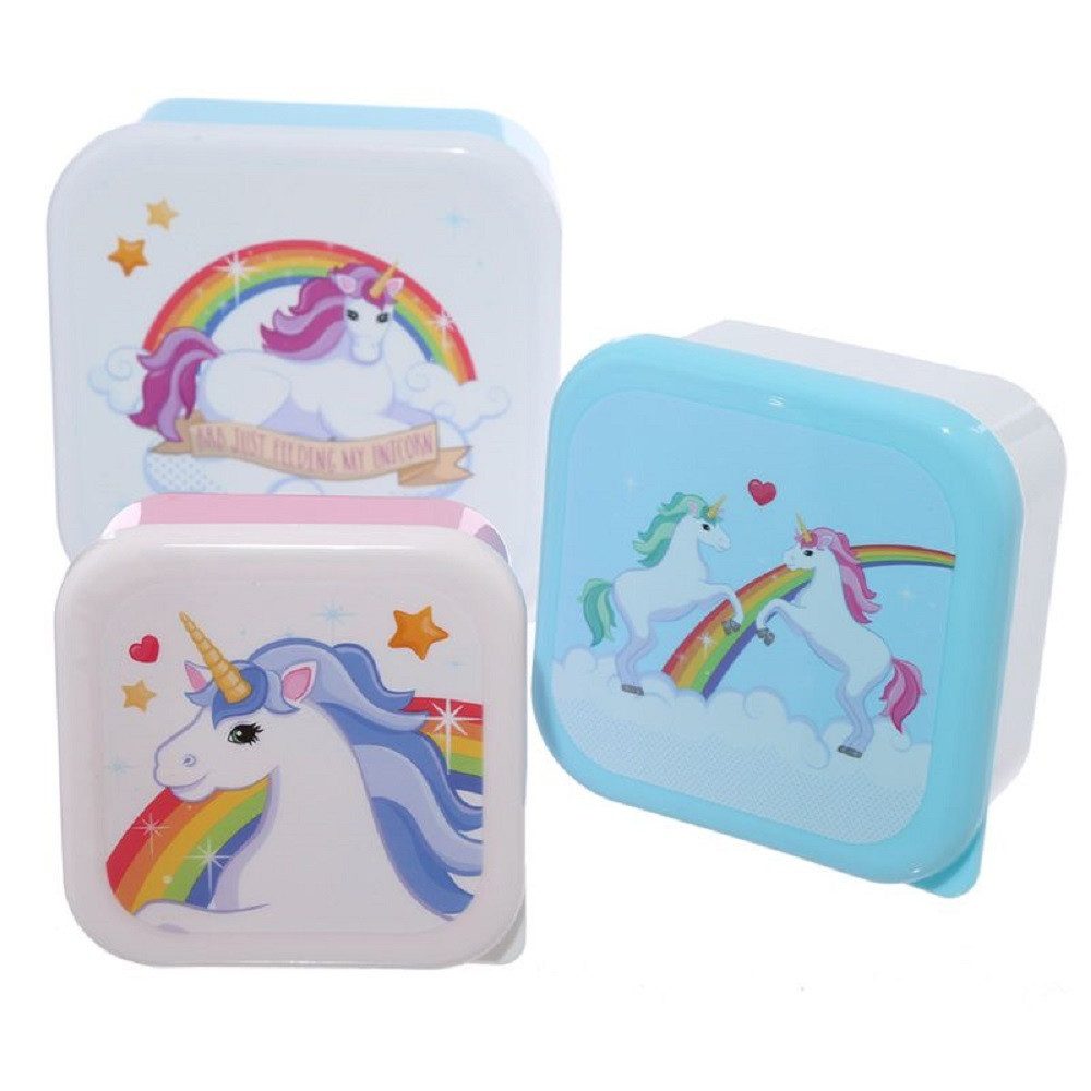 Puckator Lunchbox Enchanted Rainbow Regenbogen Einhorn Lunchboxen Brotdosen 3er Set, (3-tlg), Ideal als Geschenk
