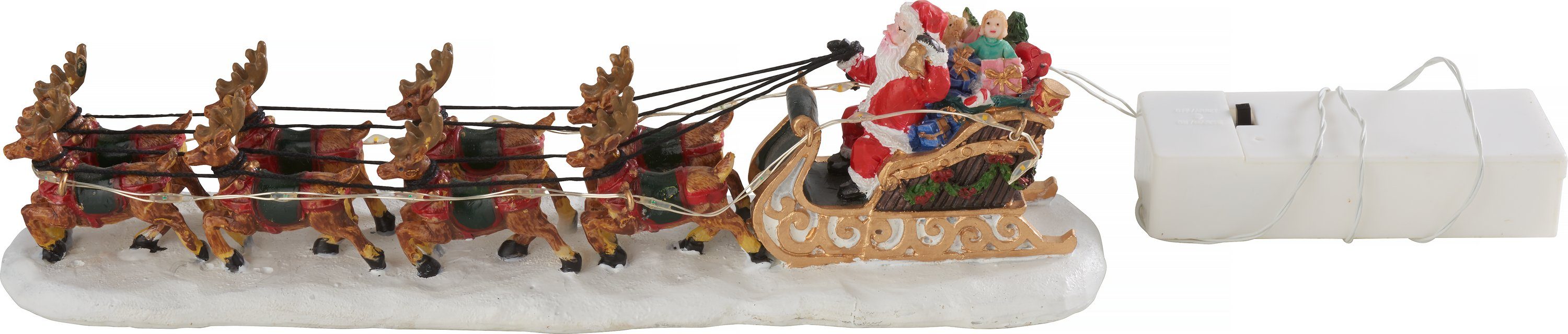 VBS LED-Dekofigur Santaschlitten mit 8 Rentieren, inkl. LED Beleuchtung 23 cm x 5,5 cm x 6 cm